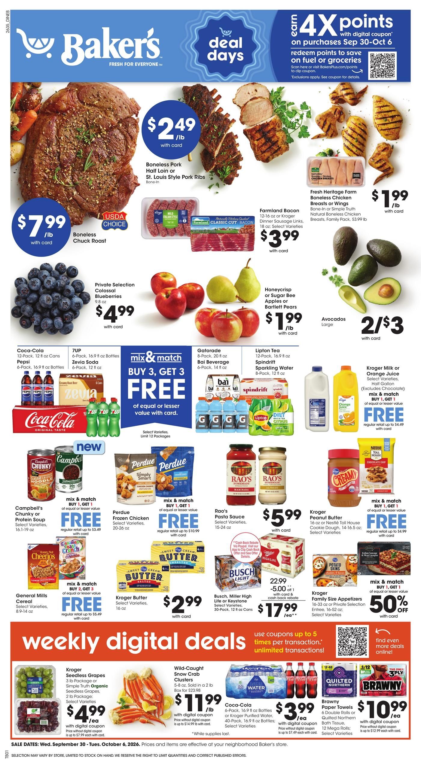 Baker's (Council Bluffs Area, IA) Weekly Ad September 30 - October 6, 2026