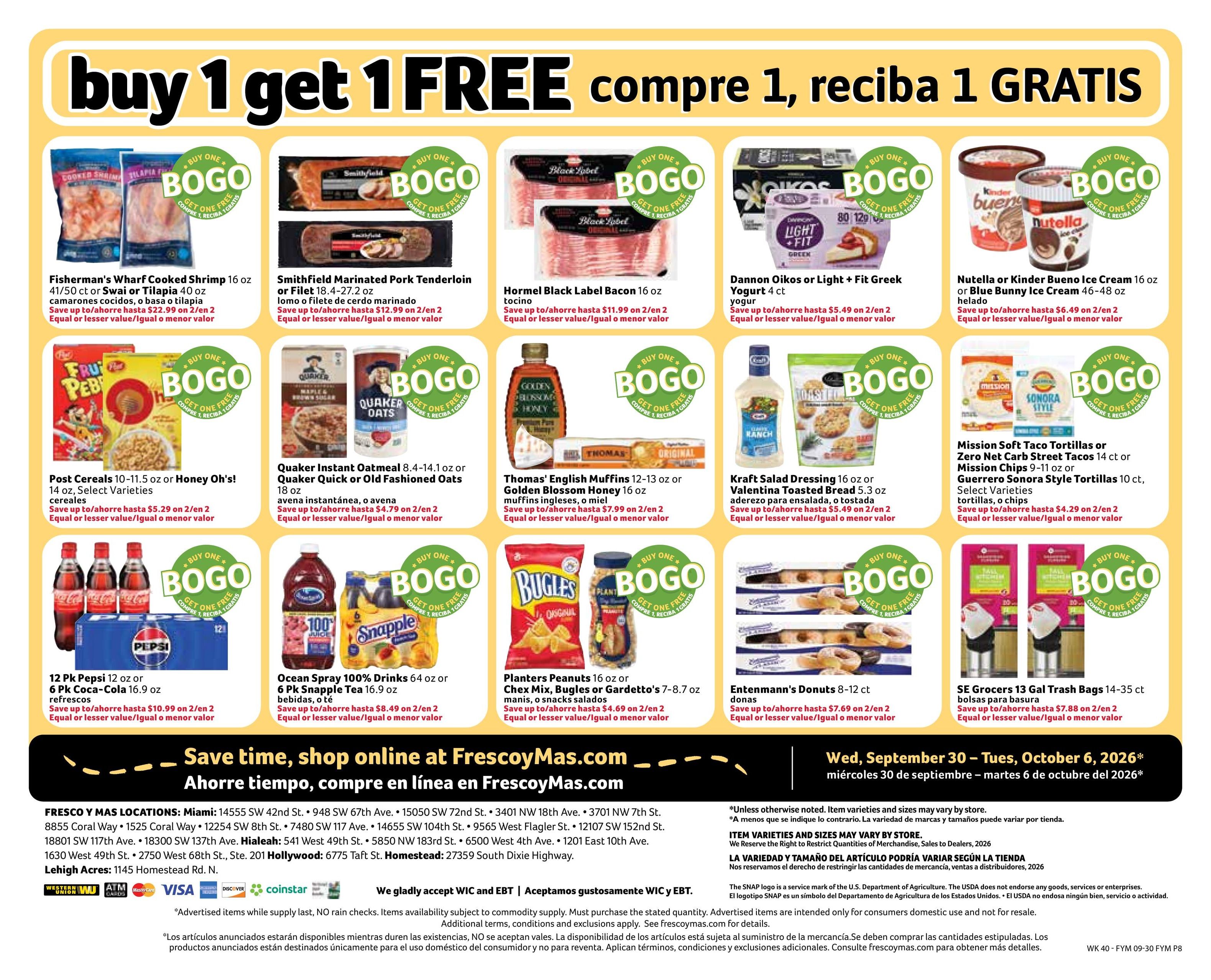 Fresco Y Mas (Davie Area, FL) Weekly Ad September 30 - October 6, 2026