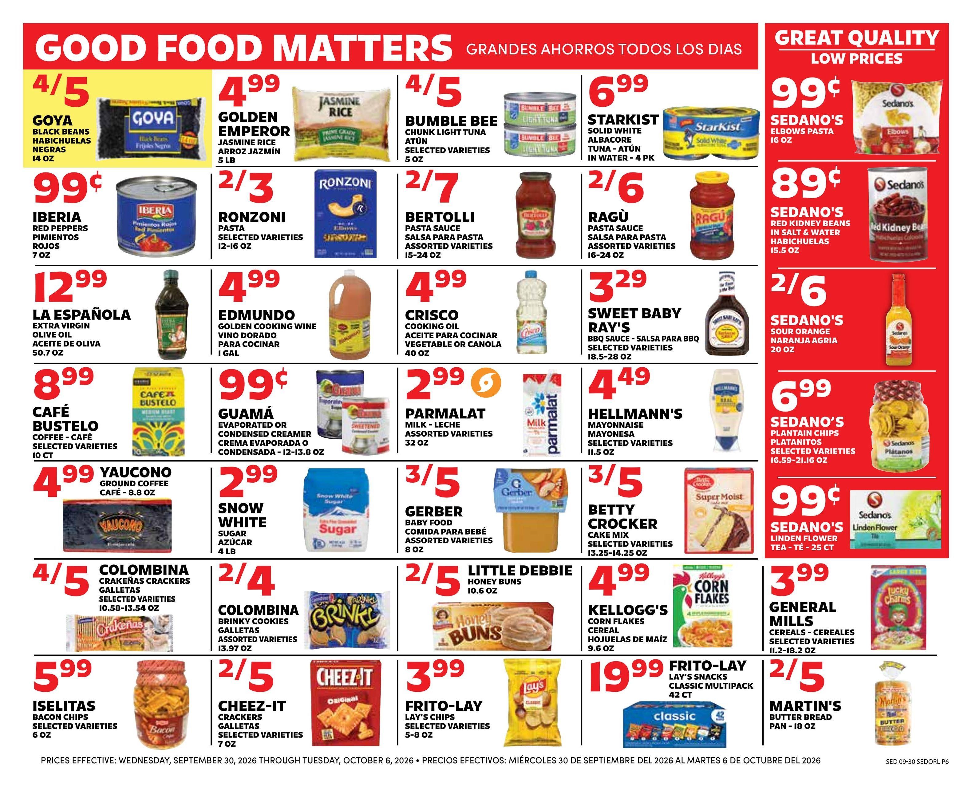 Sedano's (Orlando Area, FL) Weekly Ad September 30 - October 6, 2026