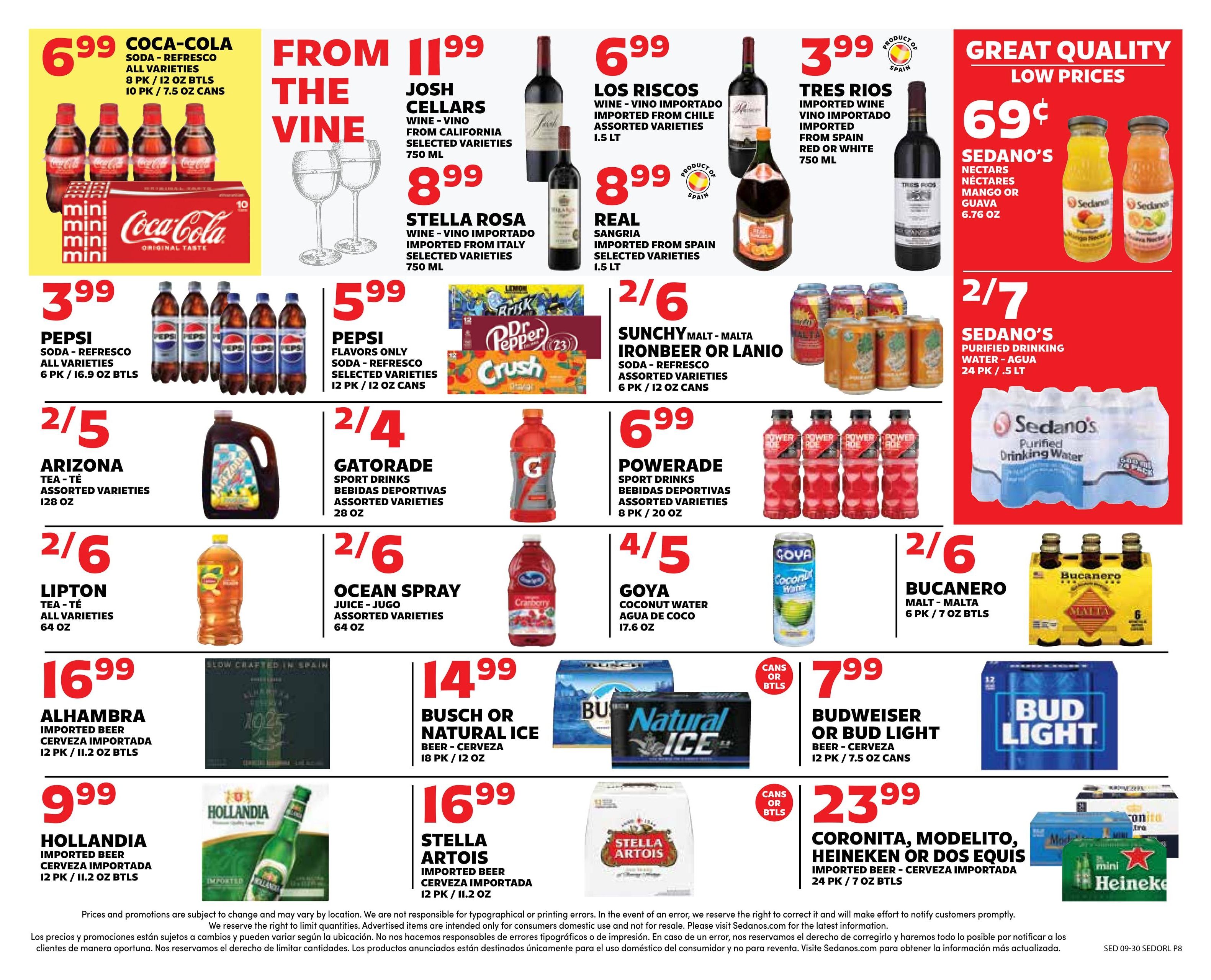 Sedano's (Orlando Area, FL) Weekly Ad September 30 - October 6, 2026