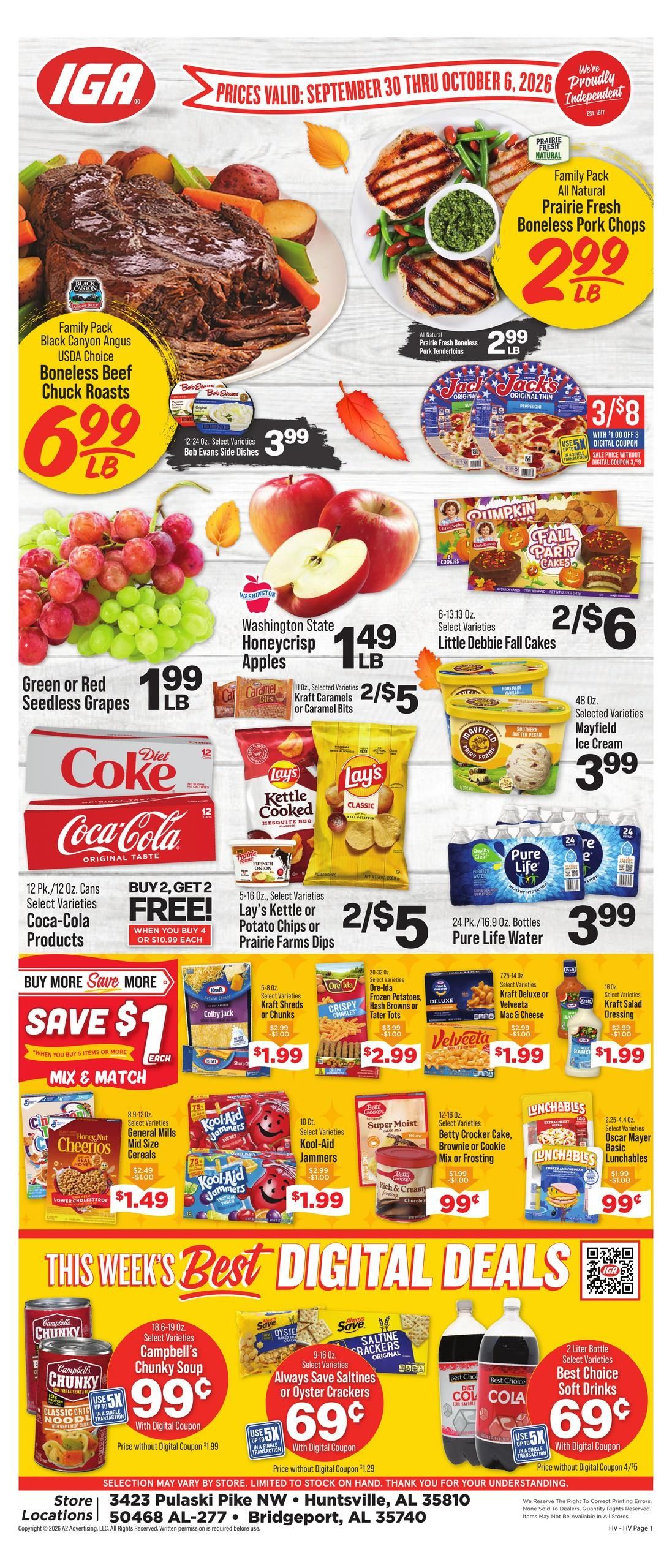 IGA (Hawesville Area, KY) Weekly Ad September 30 - October 6, 2026
