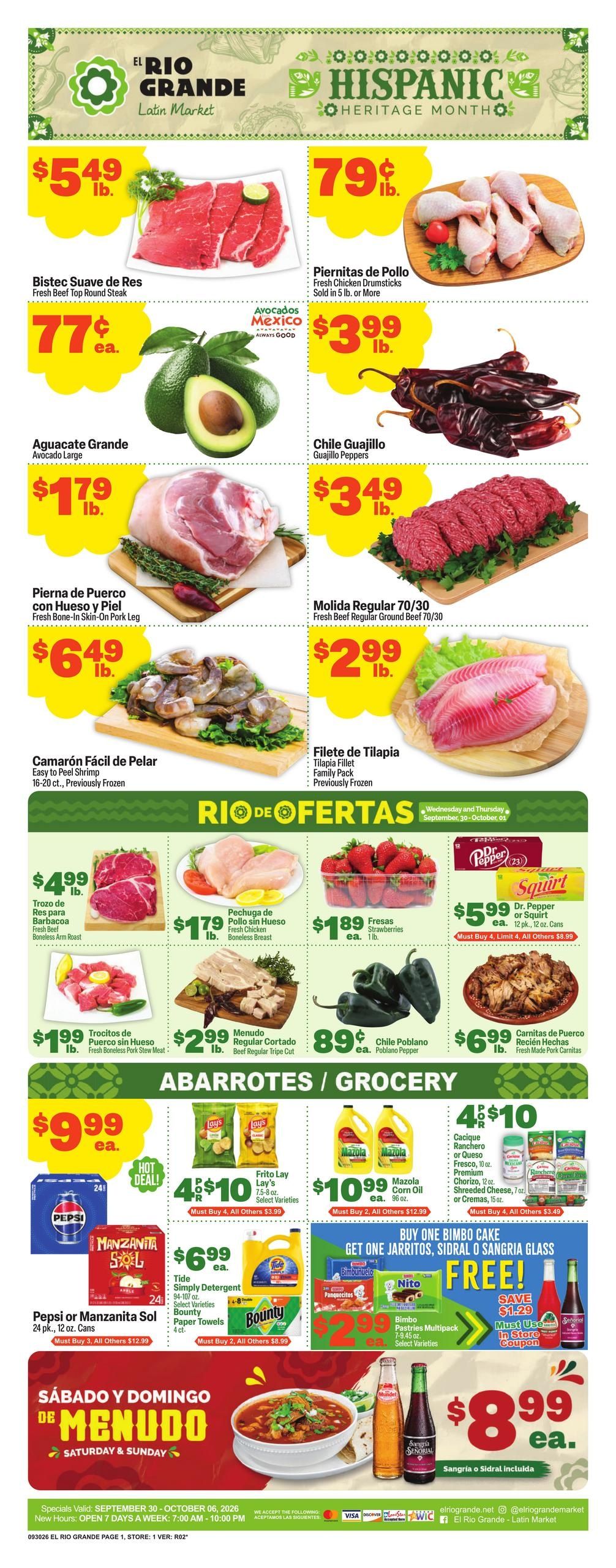 El Rio Grande (Dallas Area, TX) Weekly Ad September 30 - October 6, 2026