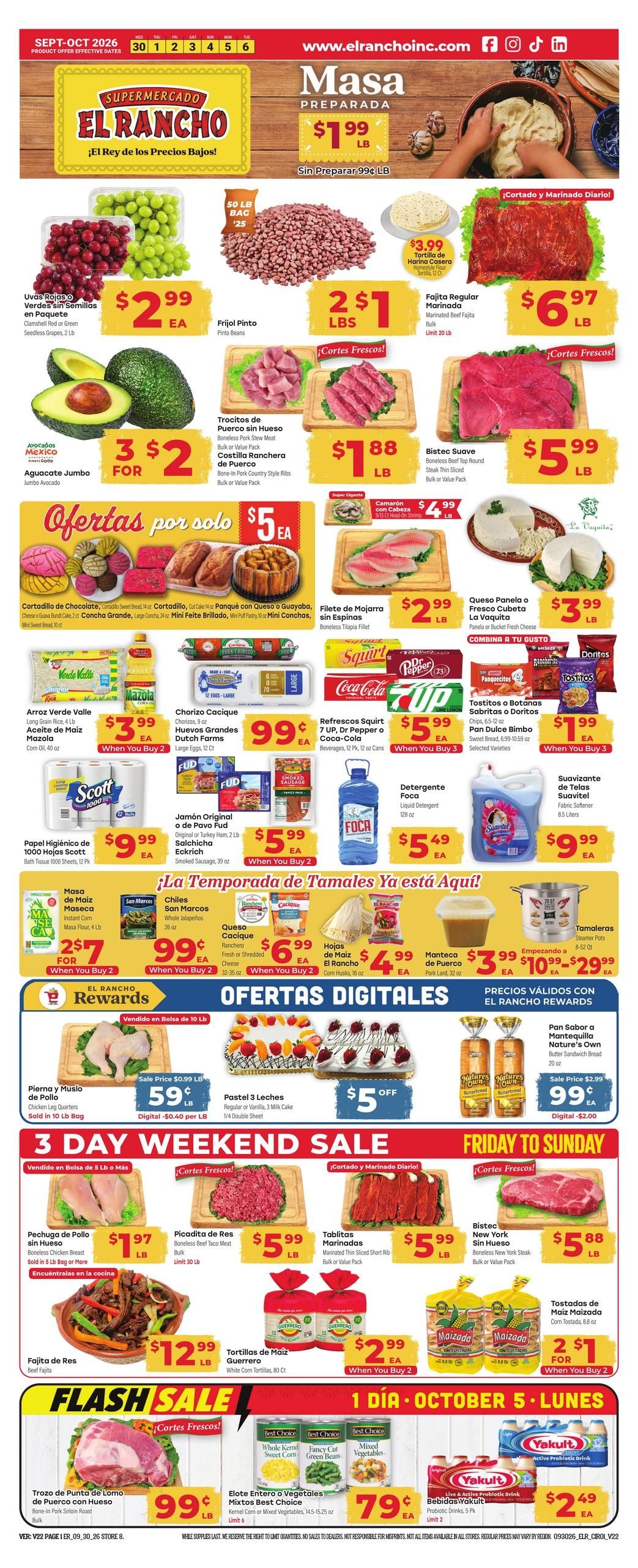 El Rancho Supermercado (Dallas-Mesquite Area, TX) Weekly Ad September 30 - October 6, 2026