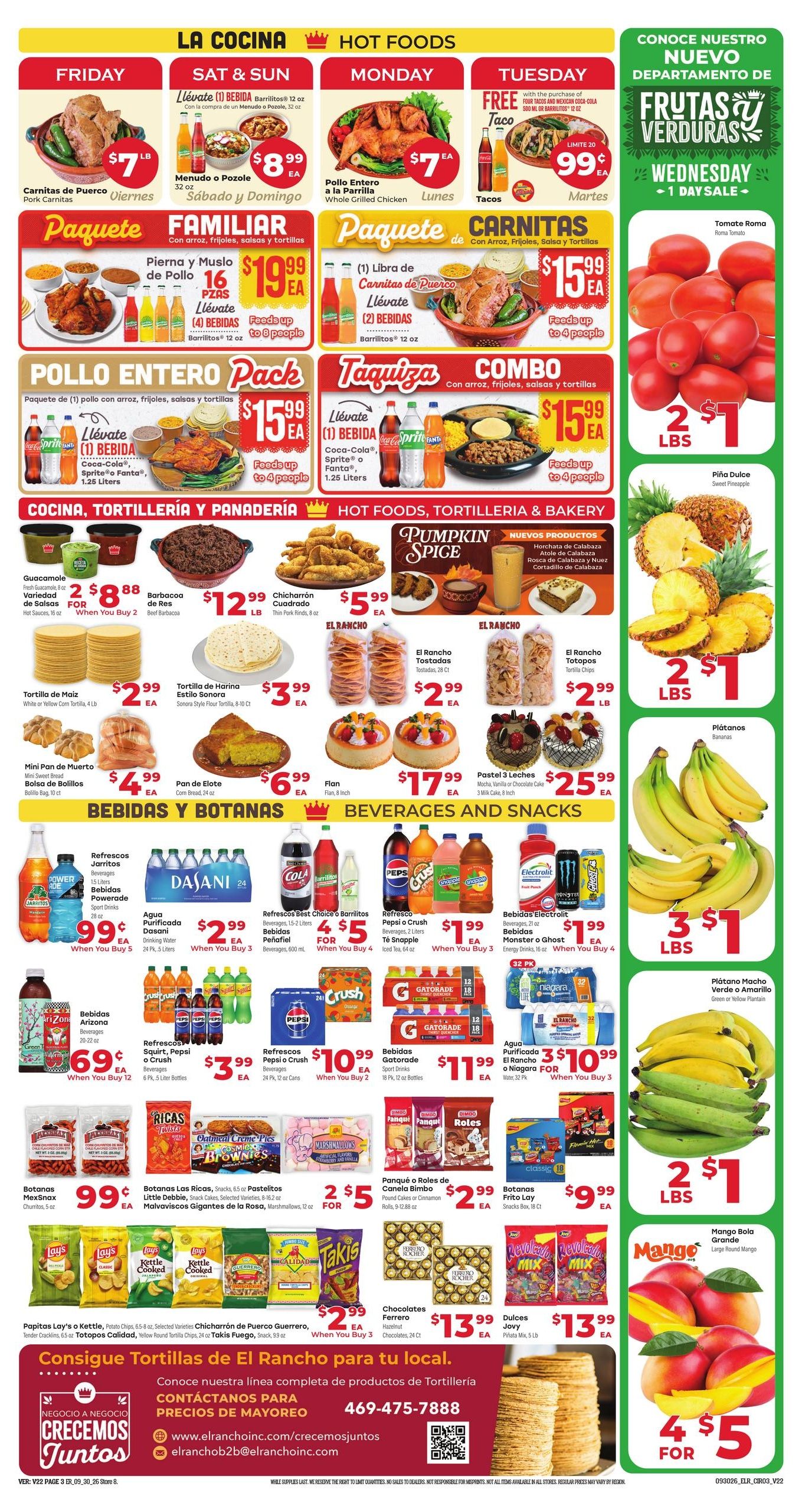 El Rancho Supermercado (Dallas-Mesquite Area, TX) Weekly Ad September 30 - October 6, 2026