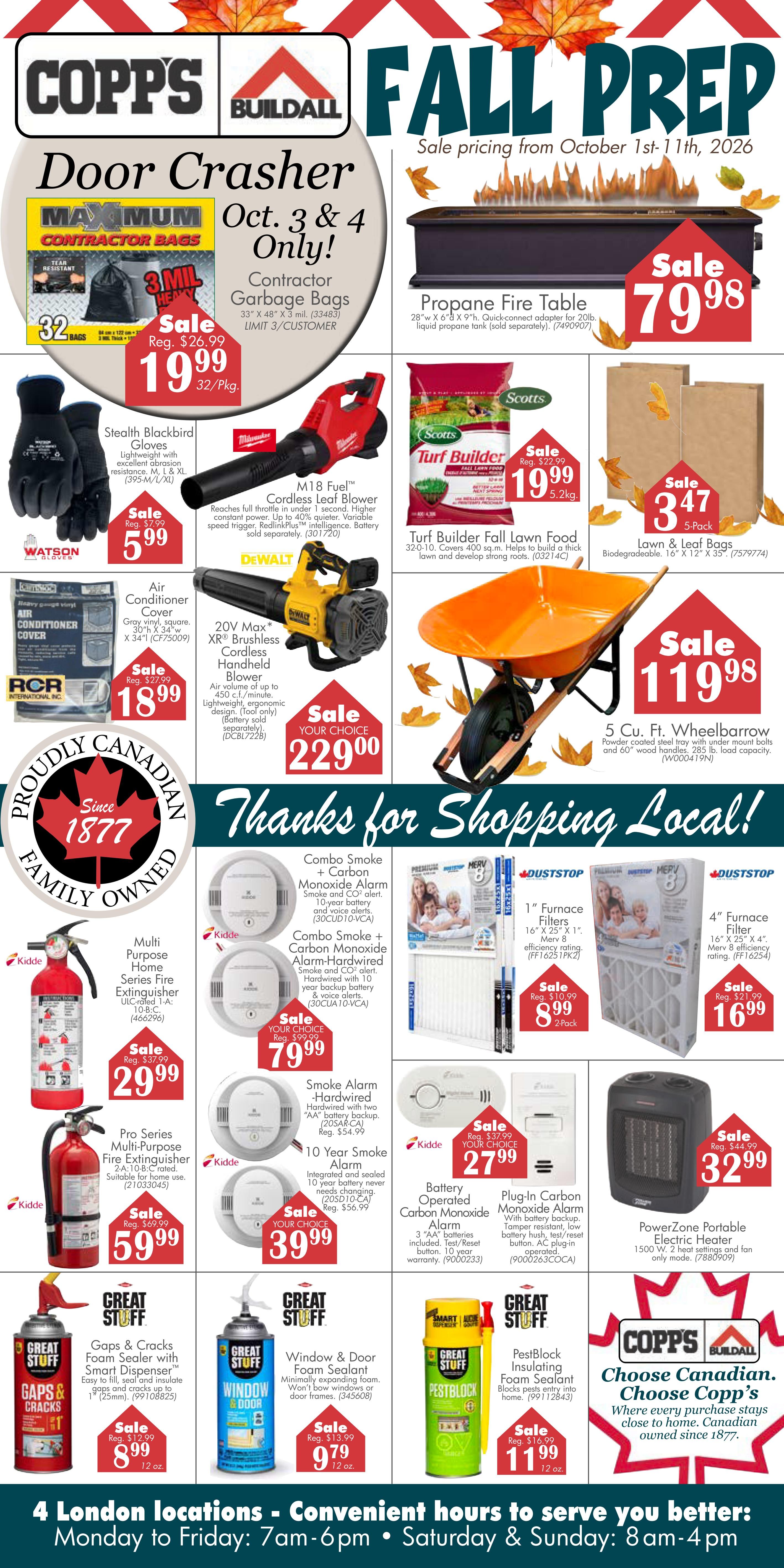 COPP’s Buildall Flyer October 1 to 11