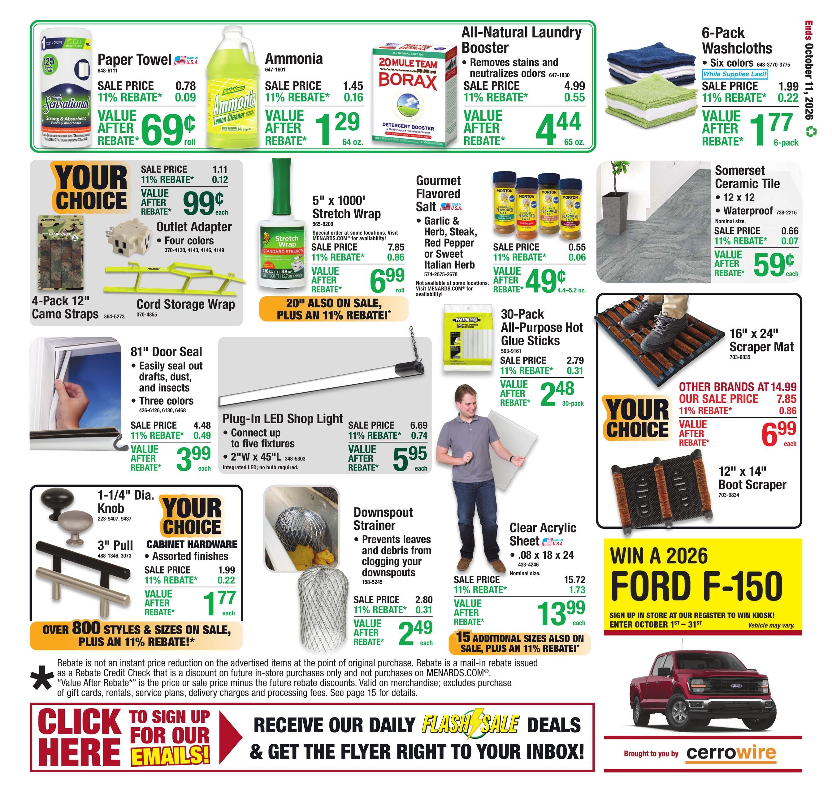 Menards (Milwaukee Area, WI) 11% Rebate Sale Weekly Ad September 30 - October 11, 2026