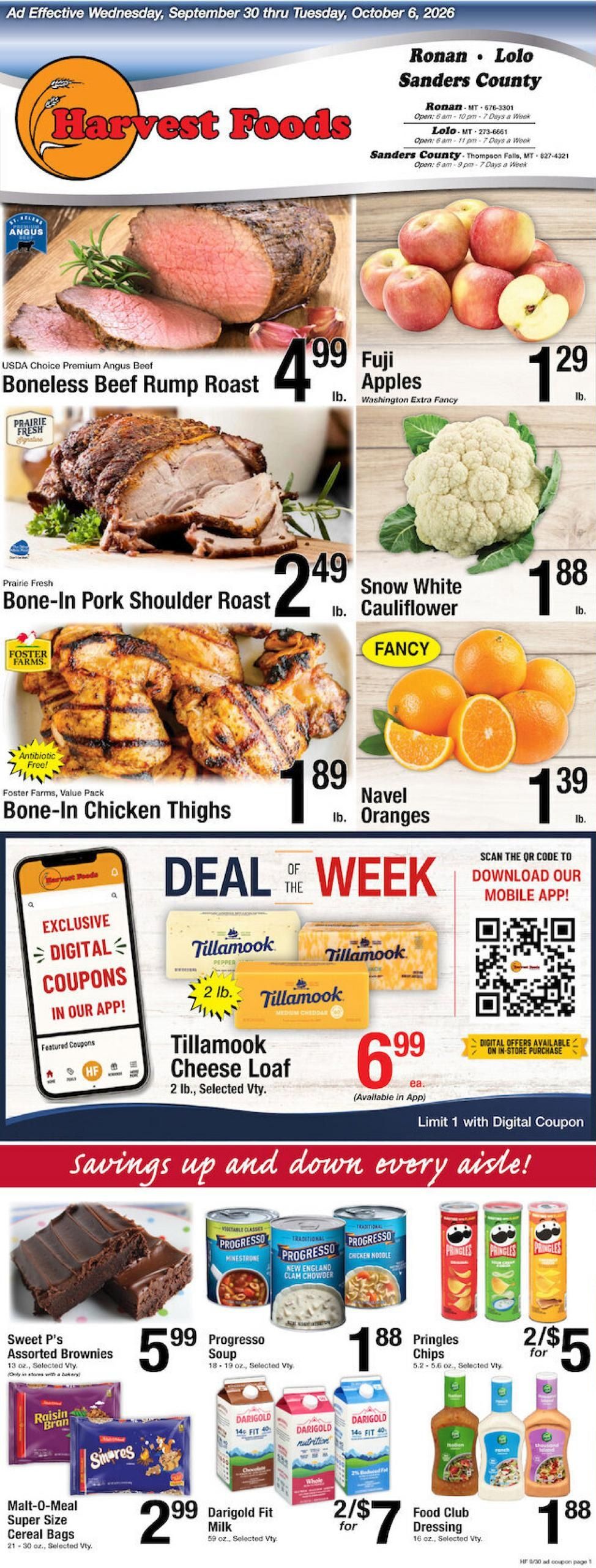 Harvest Foods (Big Arm Area, MT) Weekly Ad September 30 - October 6, 2026