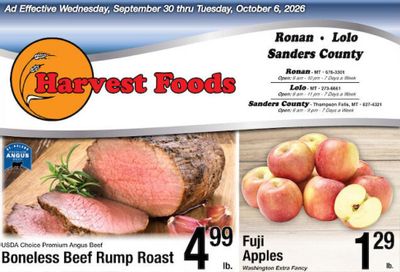 Harvest Foods (Big Arm Area, MT) Weekly Ad September 30 - October 6, 2026