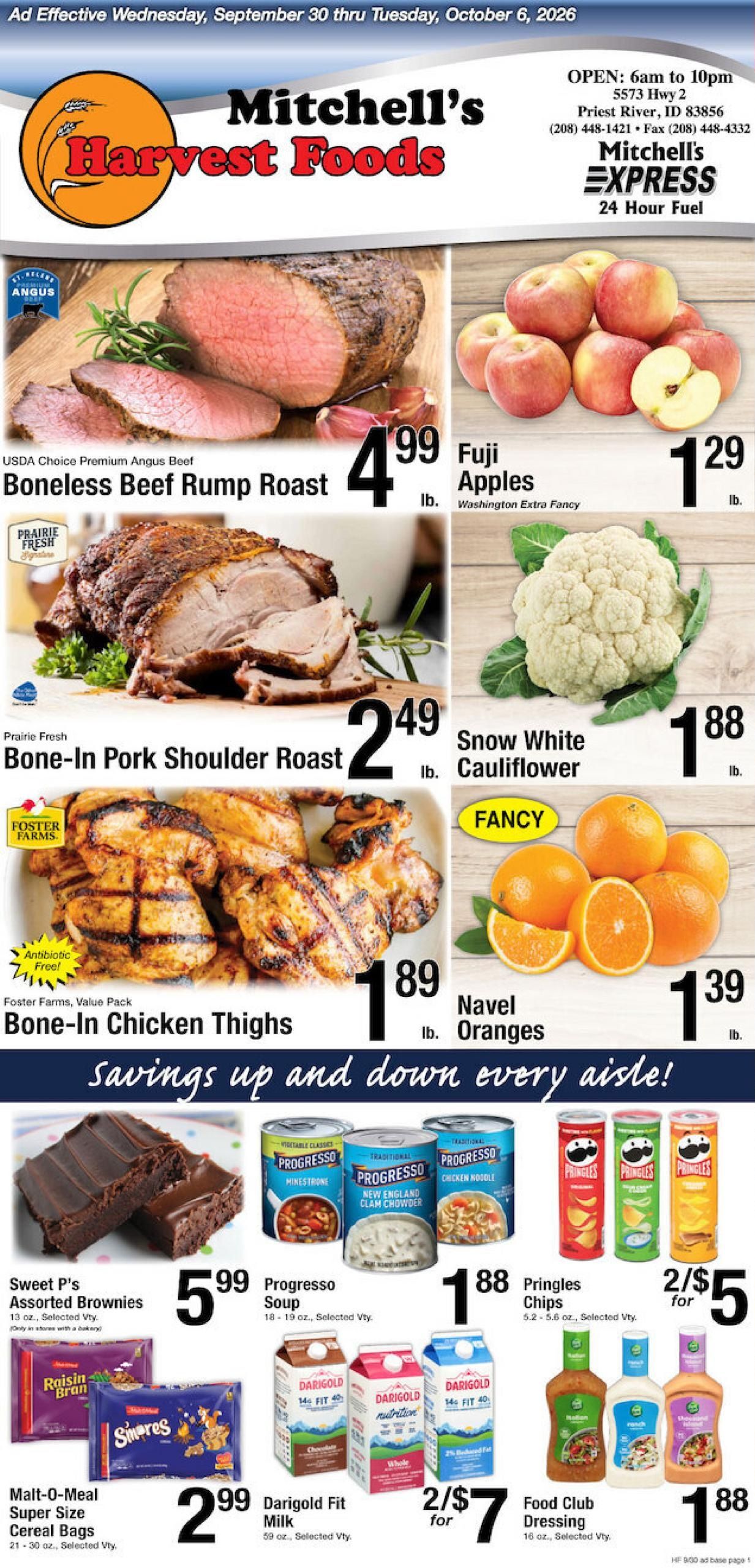 Harvest Foods (Ponderay Area, ID) Weekly Ad September 30 - October 6, 2026