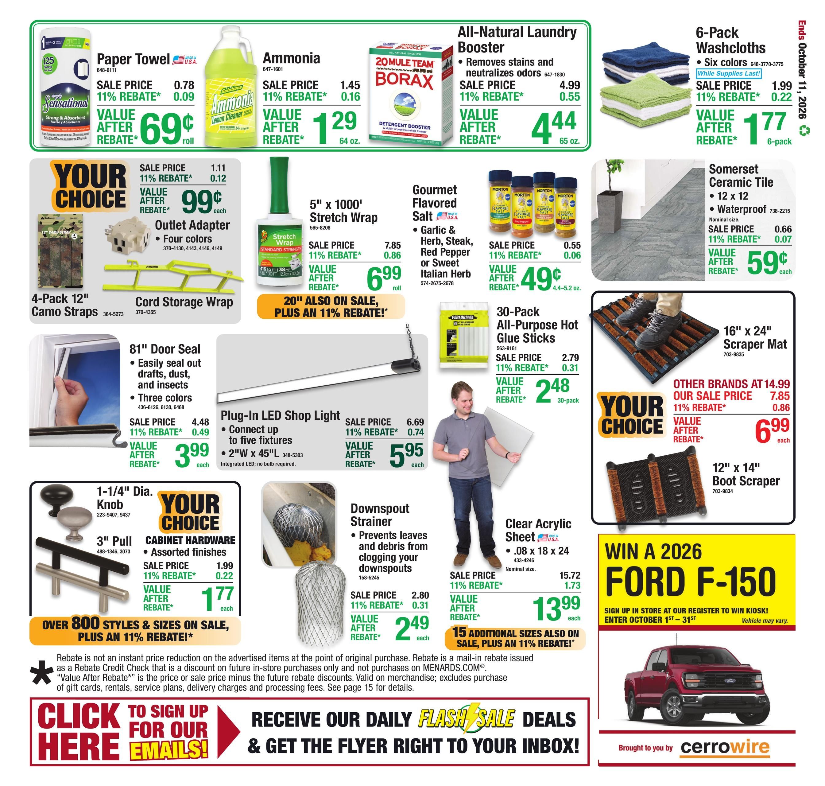 Menards (Sabetha Area, KS) 11% Rebate Sale Weekly Ad September 30 - October 11, 2026