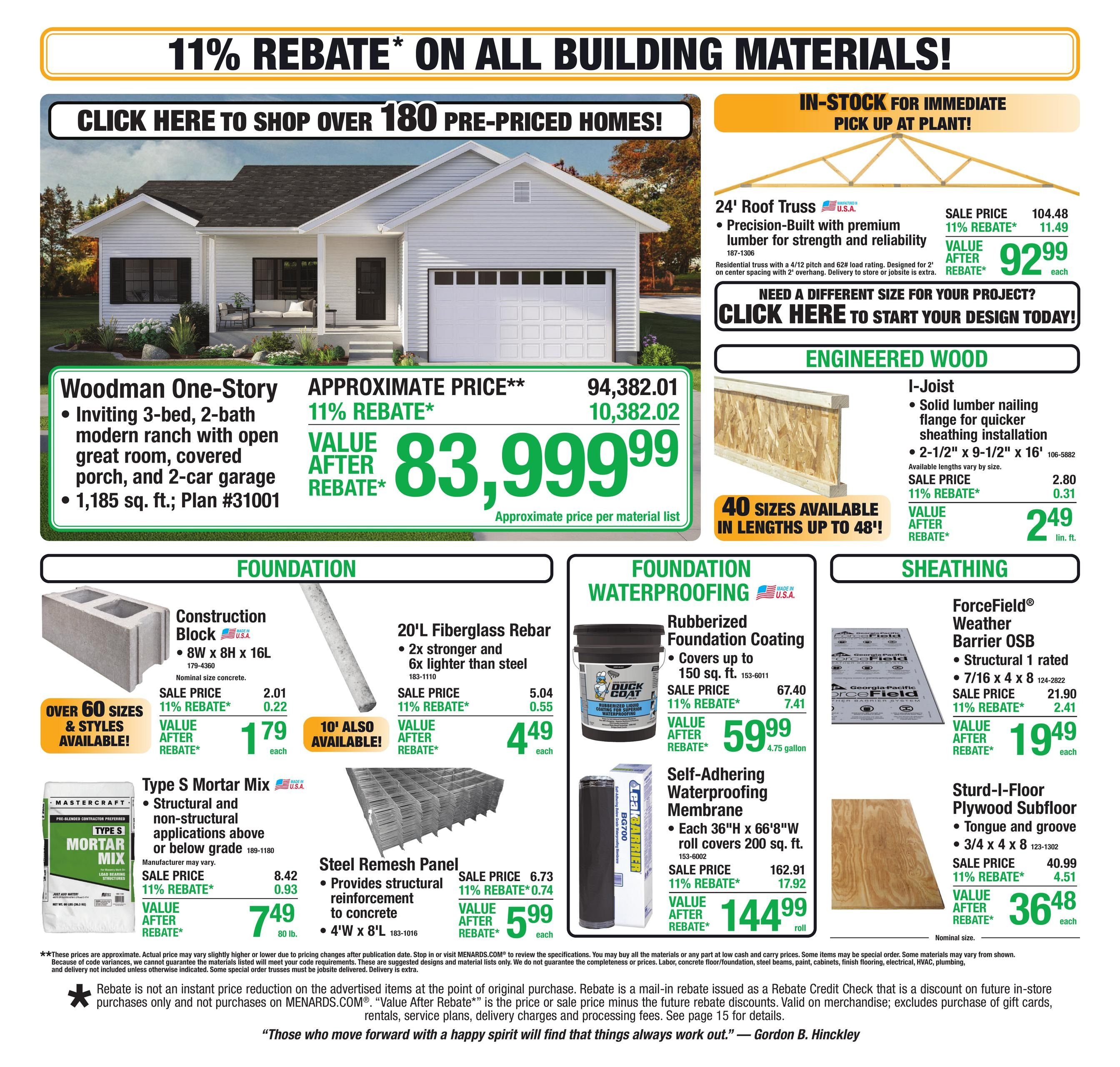 Menards (Thief River Falls Area, MN) 11% Rebate Sale Weekly Ad September 30 - October 11, 2026