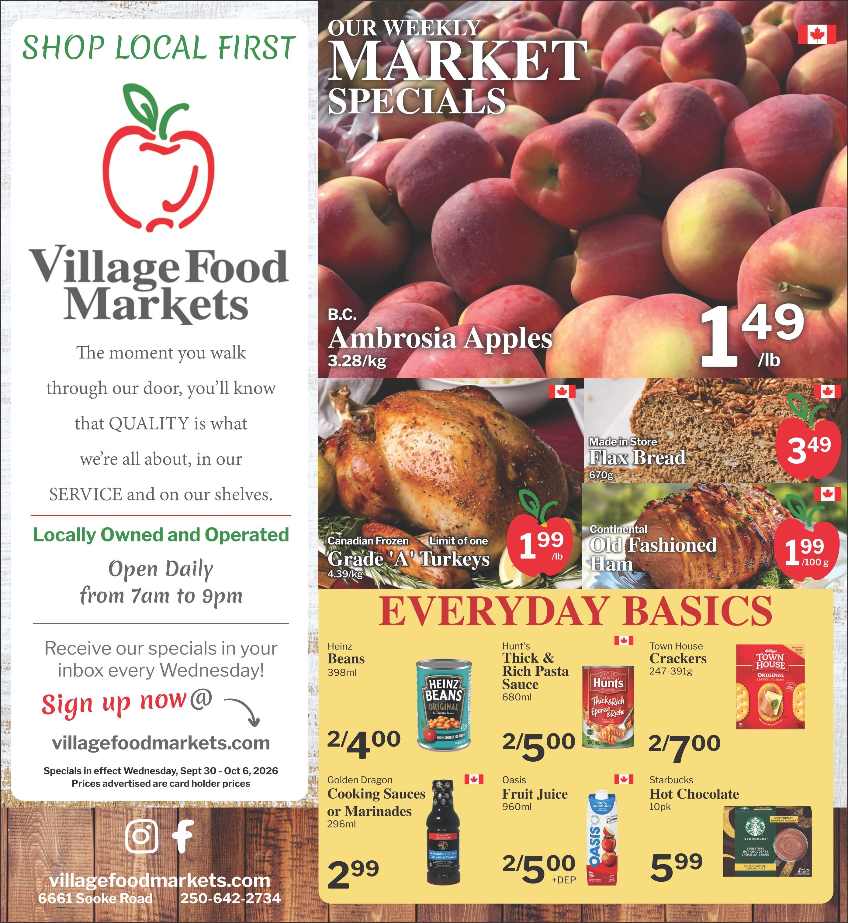 Village Food Markets Flyer September 30 to October 6