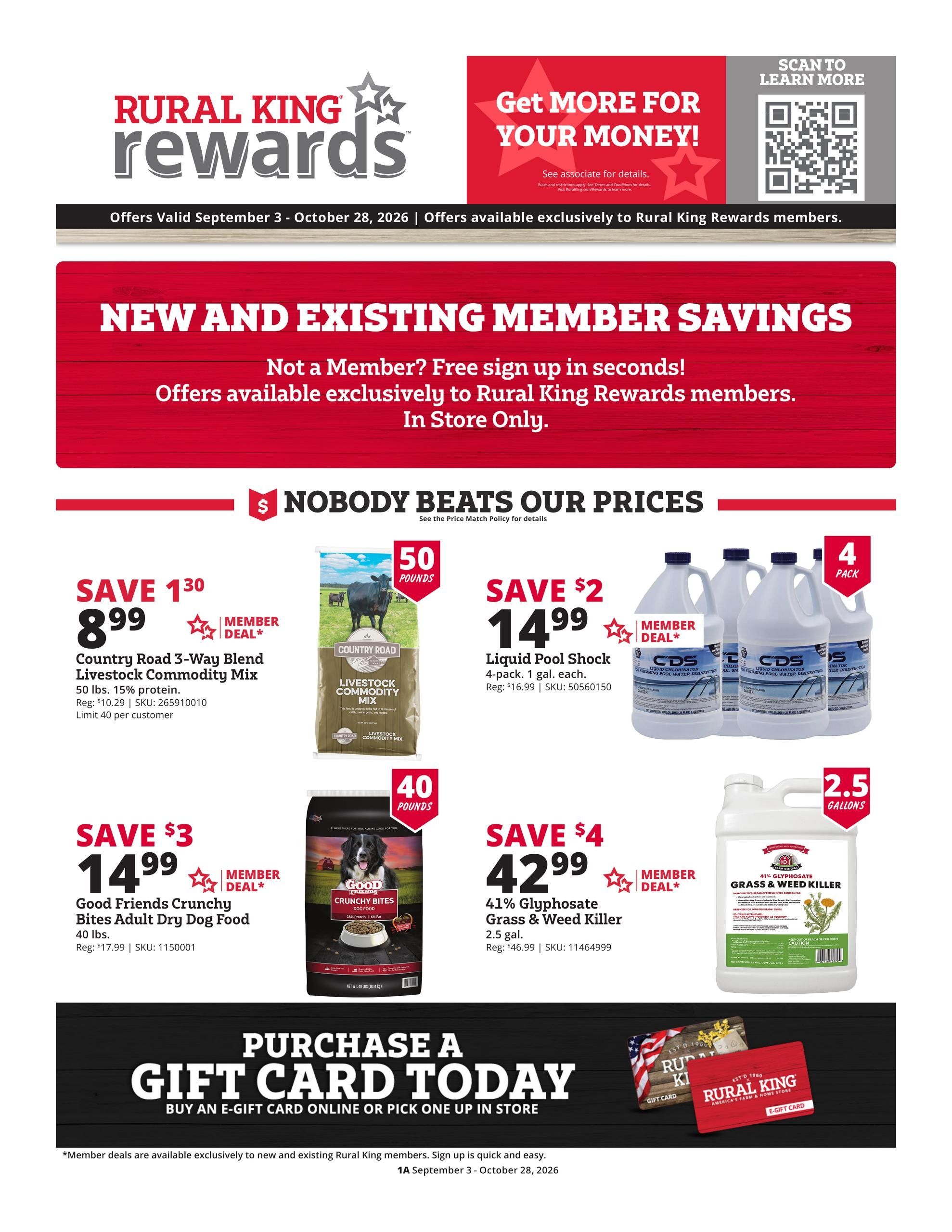 Rural King Rewards Members Only Weekly Ad September 3 - October 28, 2026