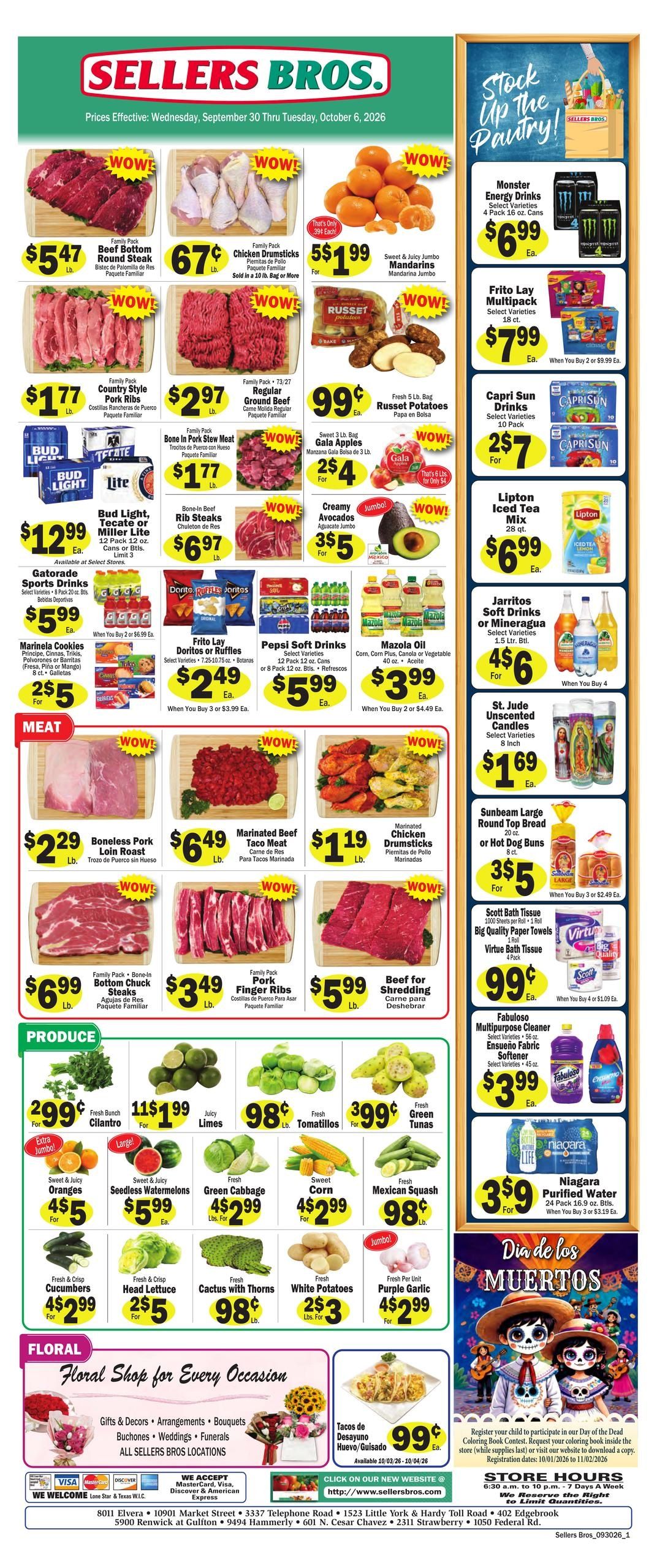 Sellers Bros. Weekly Ad September 30 - October 6, 2026