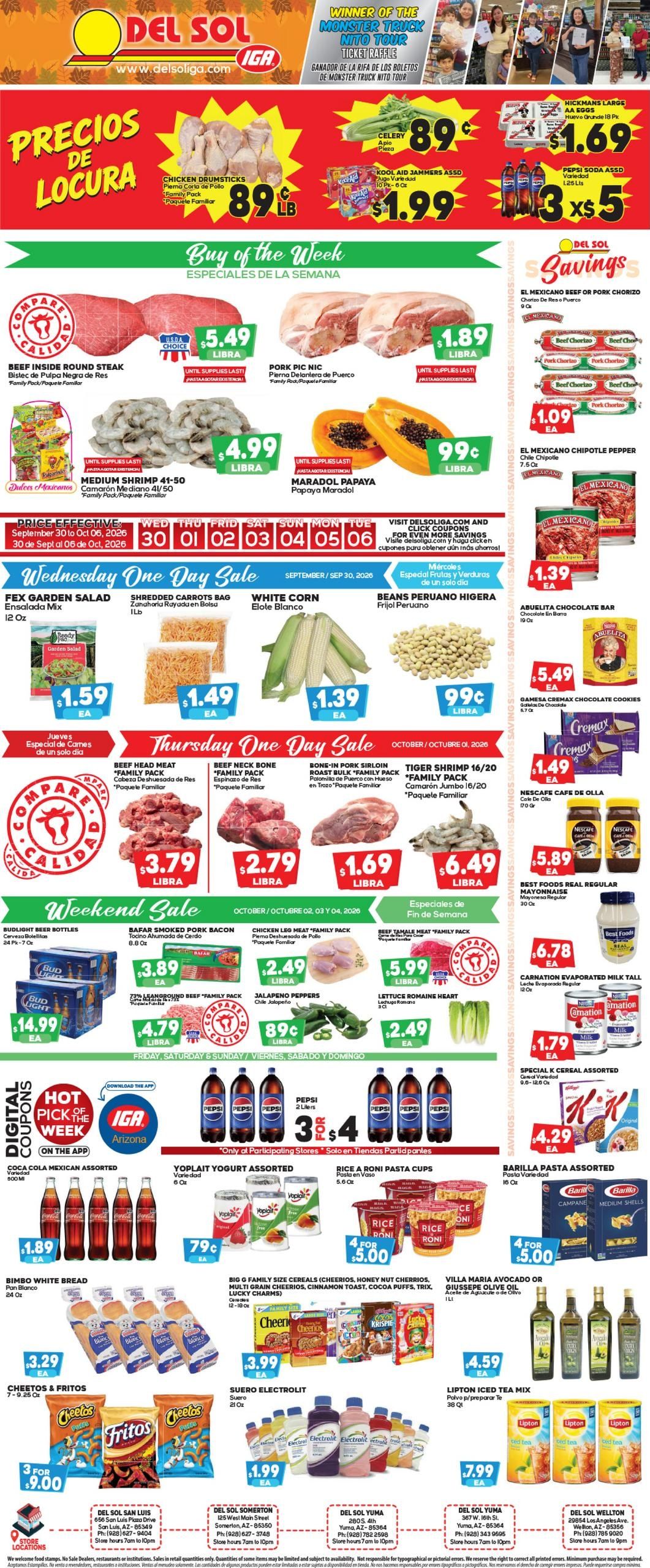 Del Sol IGA Weekly Ad September 30 - October 6, 2026
