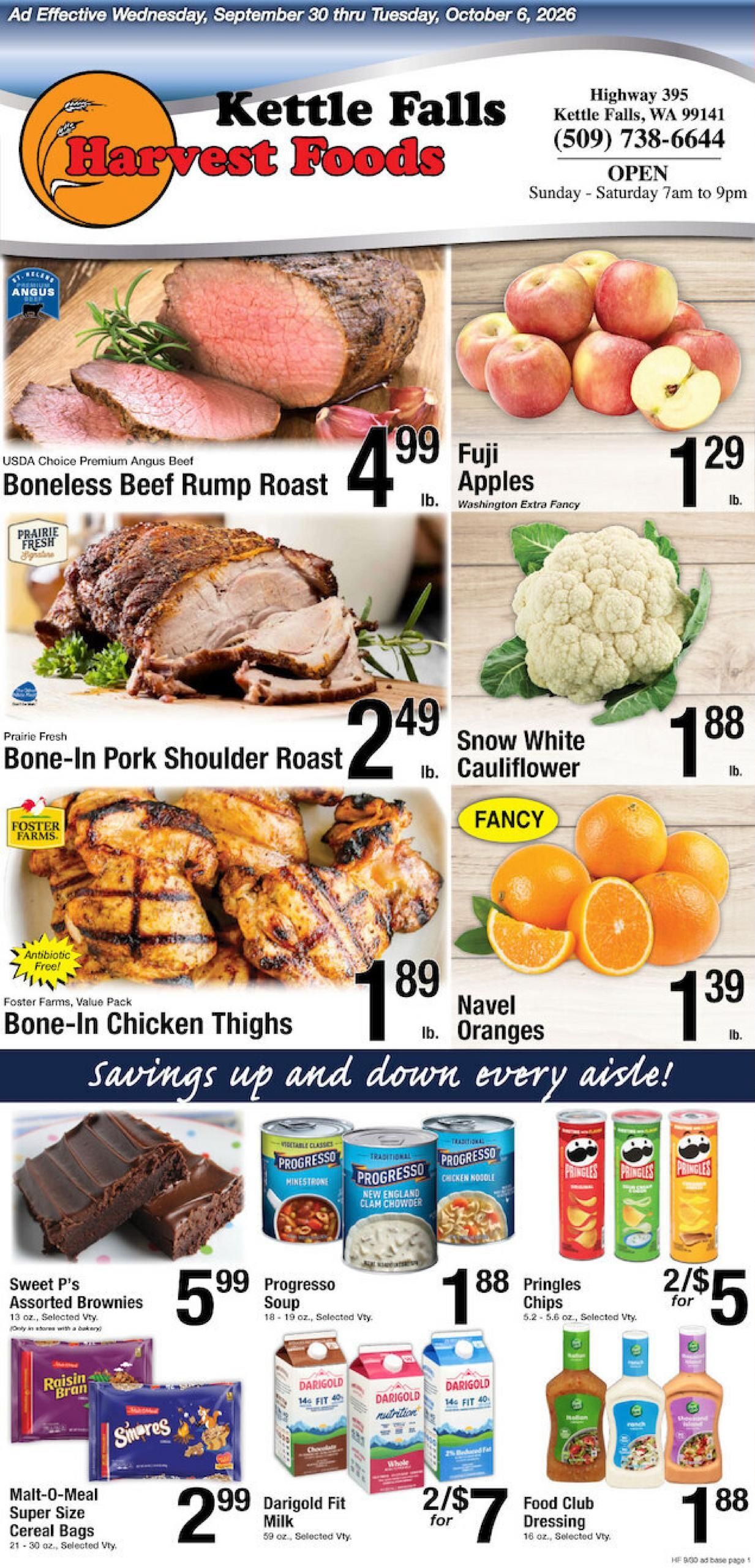 Harvest Foods (Ione-Republic Area, WA) Weekly Ad September 30 - October 6, 2026