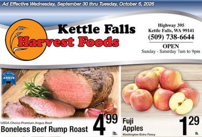 Harvest Foods (Ione-Republic Area, WA) Weekly Ad September 30 - October 6, 2026