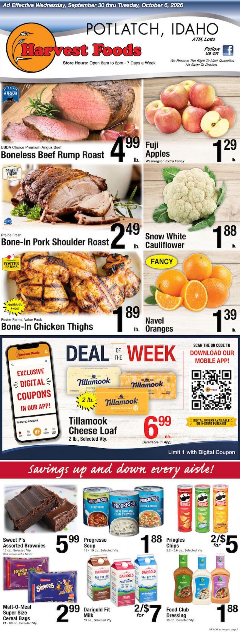 Harvest Foods (Moscow Area, ID) Weekly Ad September 30 - October 6, 2026