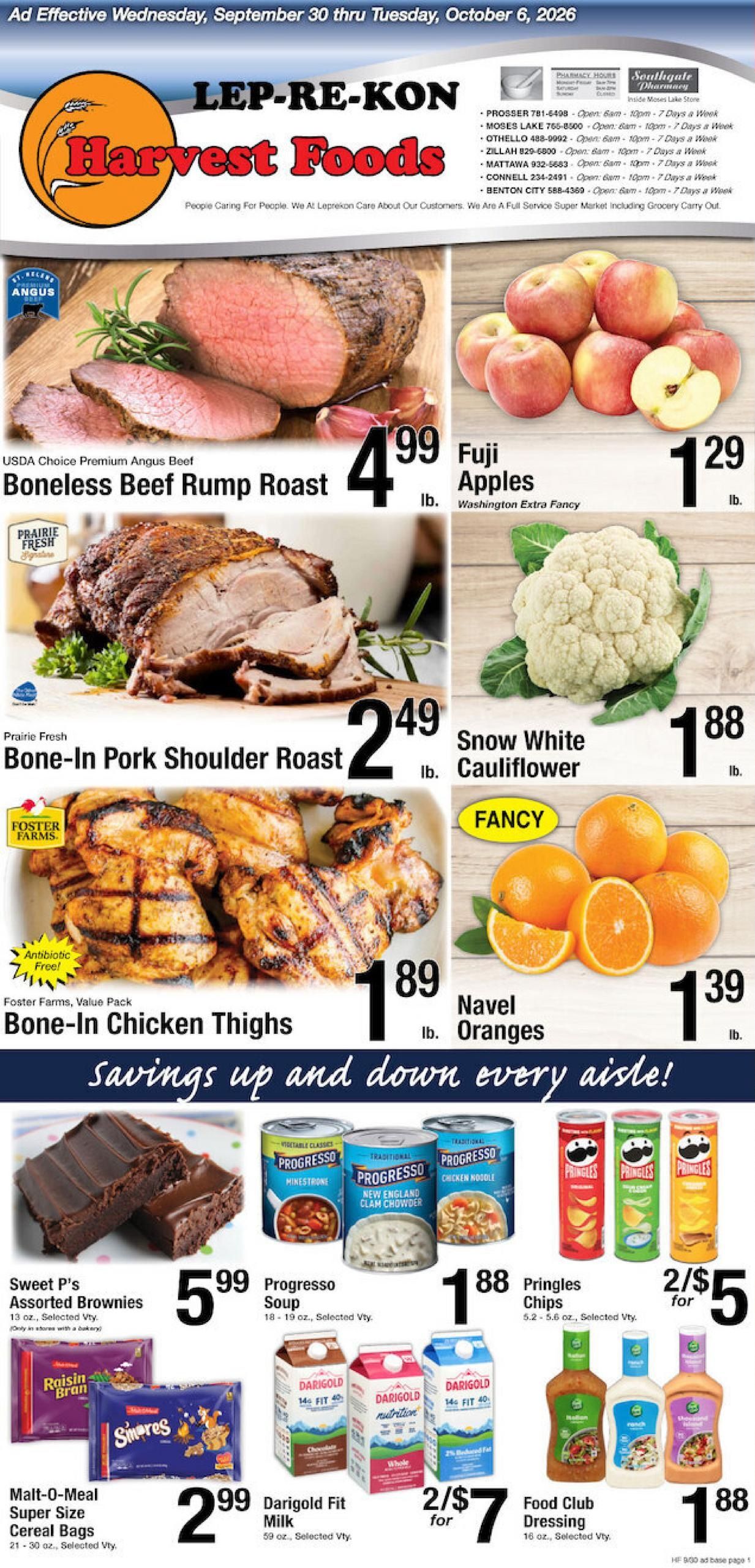 Harvest Foods (Wapato Area, WA) Weekly Ad September 30 - October 6, 2026