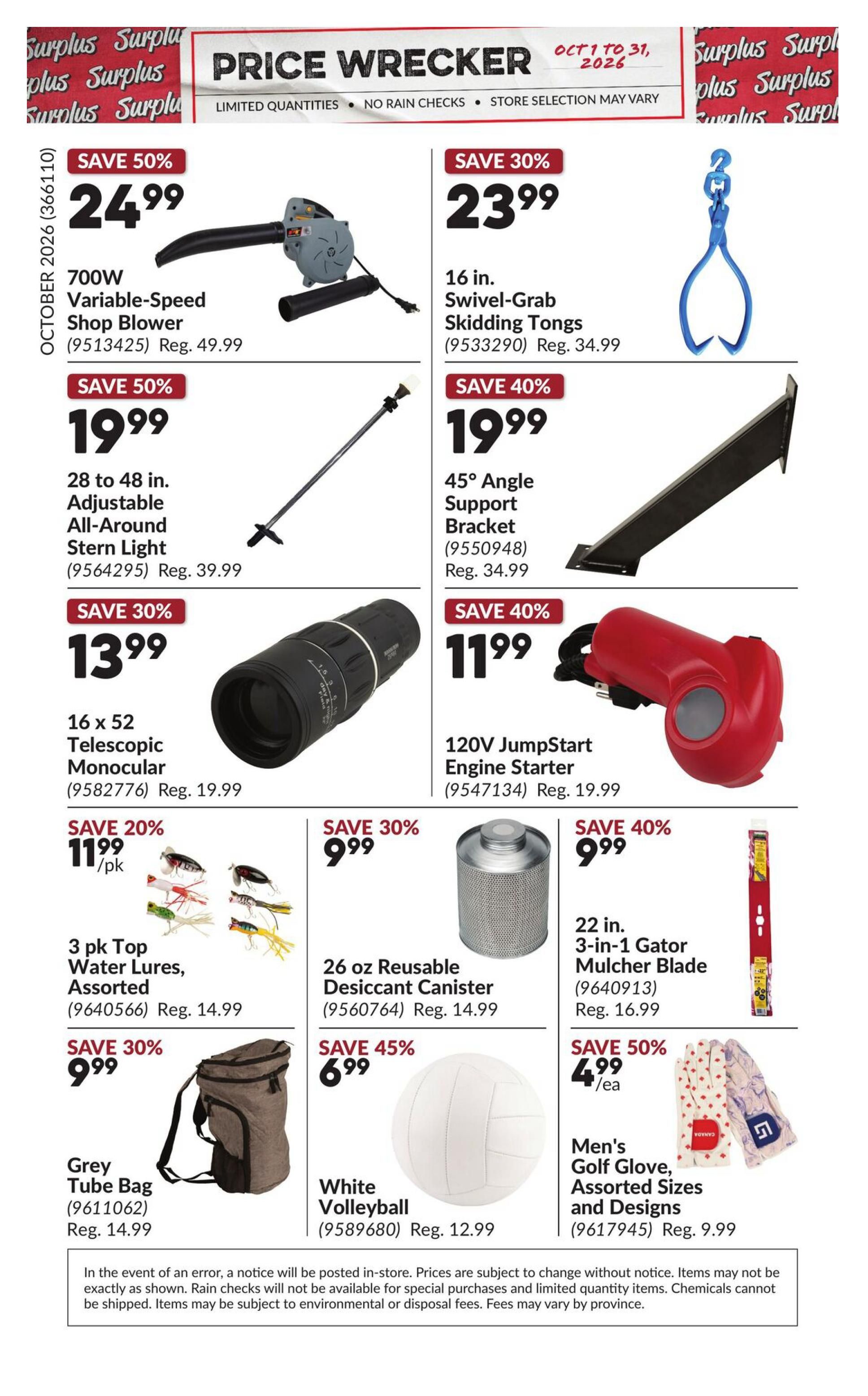 Princess Auto Price Wrecker Flyer October 1 to 31