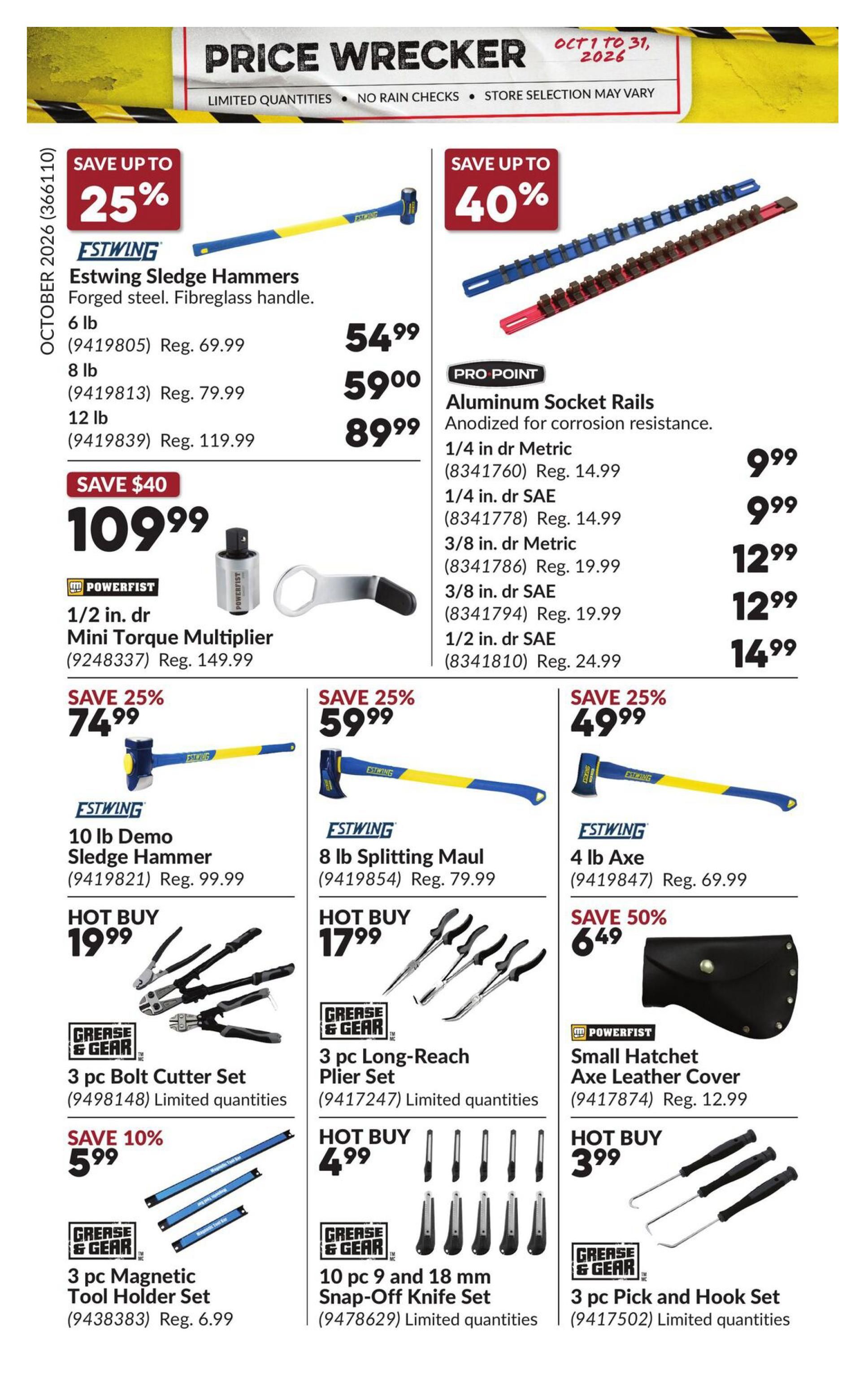 Princess Auto Price Wrecker Flyer October 1 to 31