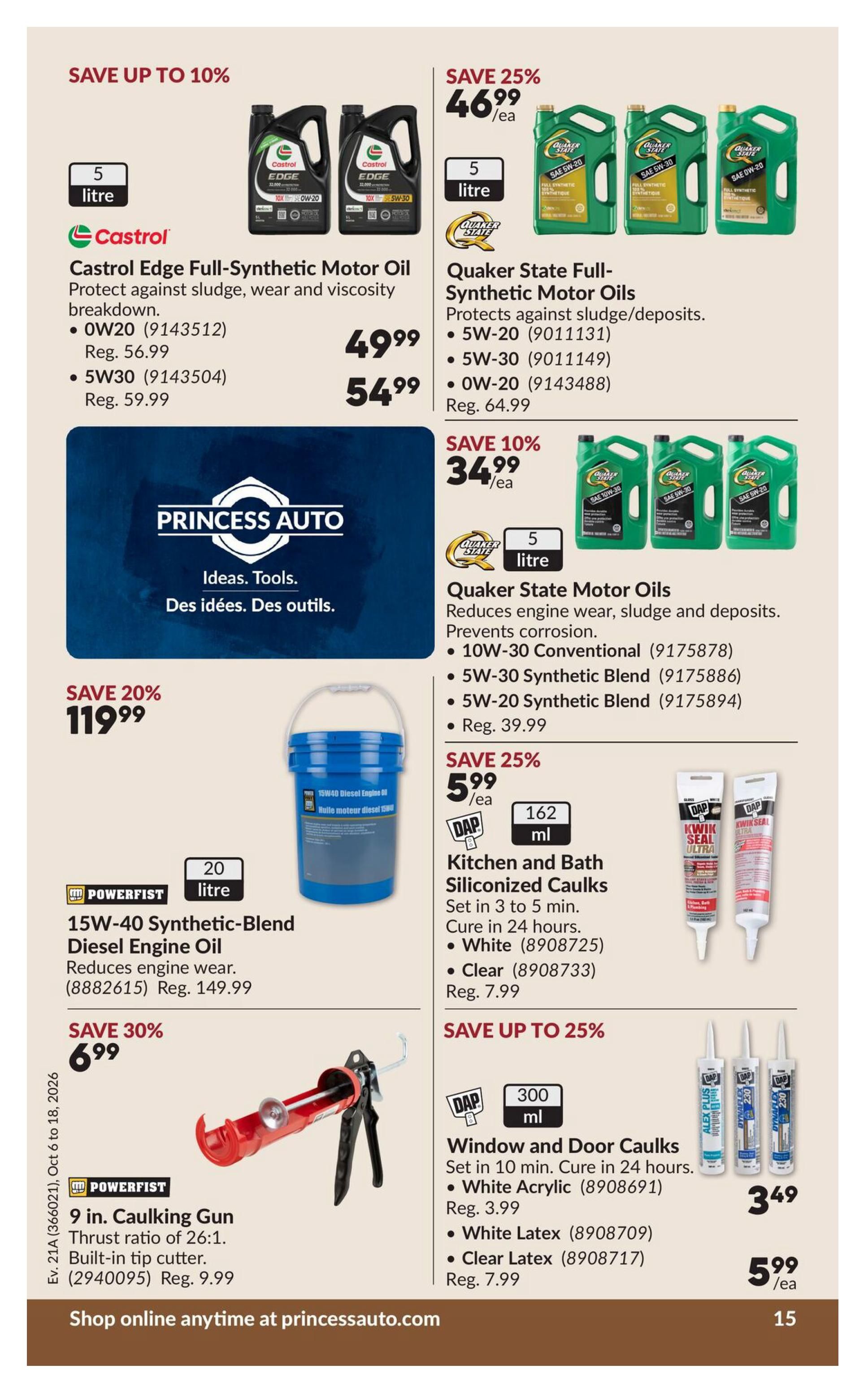 Princess Auto Flyer October 6 to 18