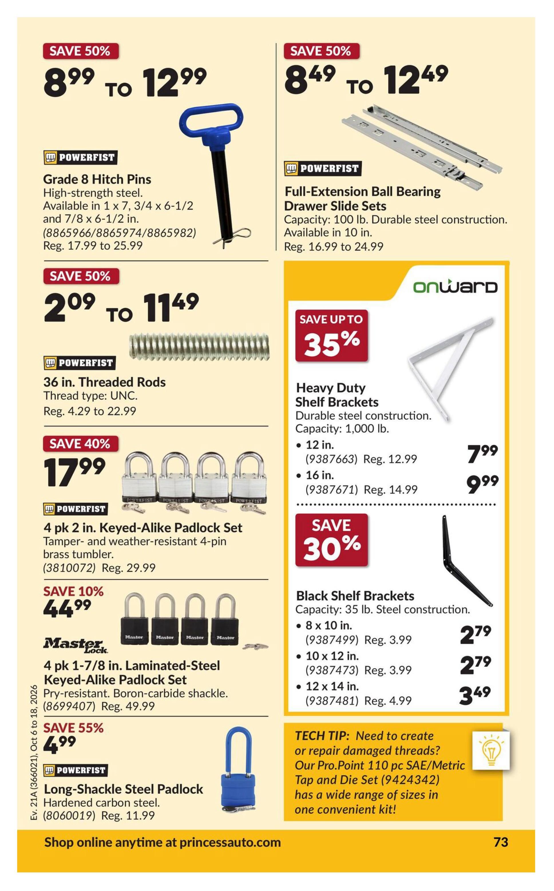 Princess Auto Flyer October 6 to 18