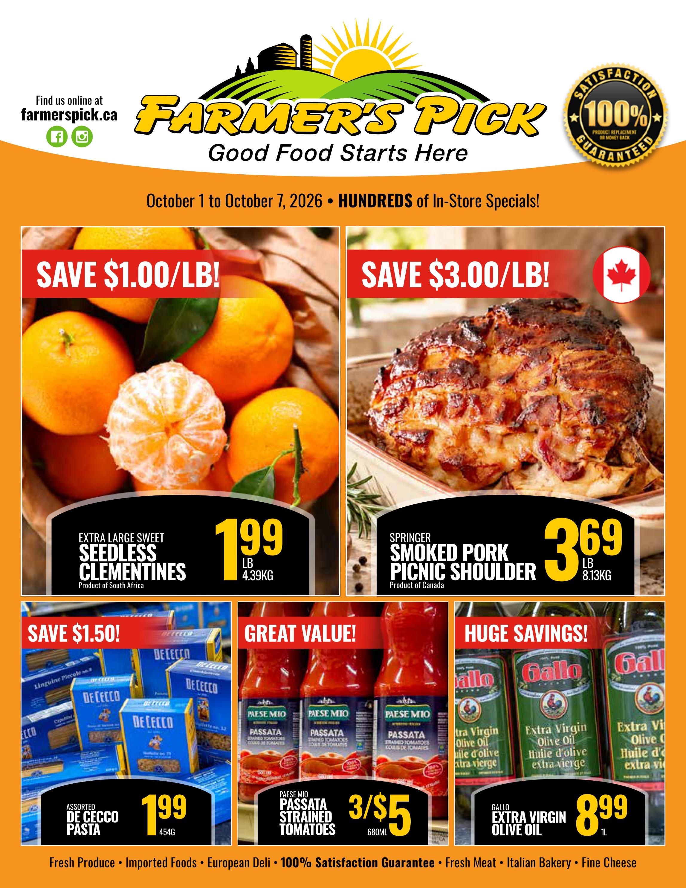 Farmer's Pick Flyer October 1 to 7