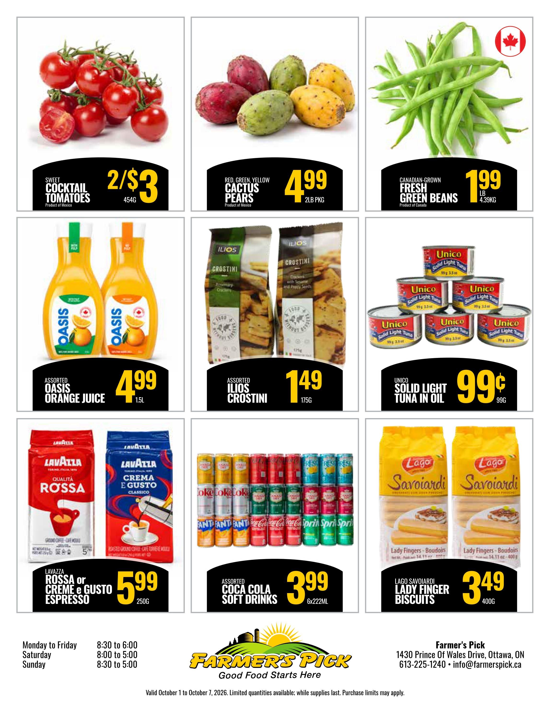 Farmer's Pick Flyer October 1 to 7