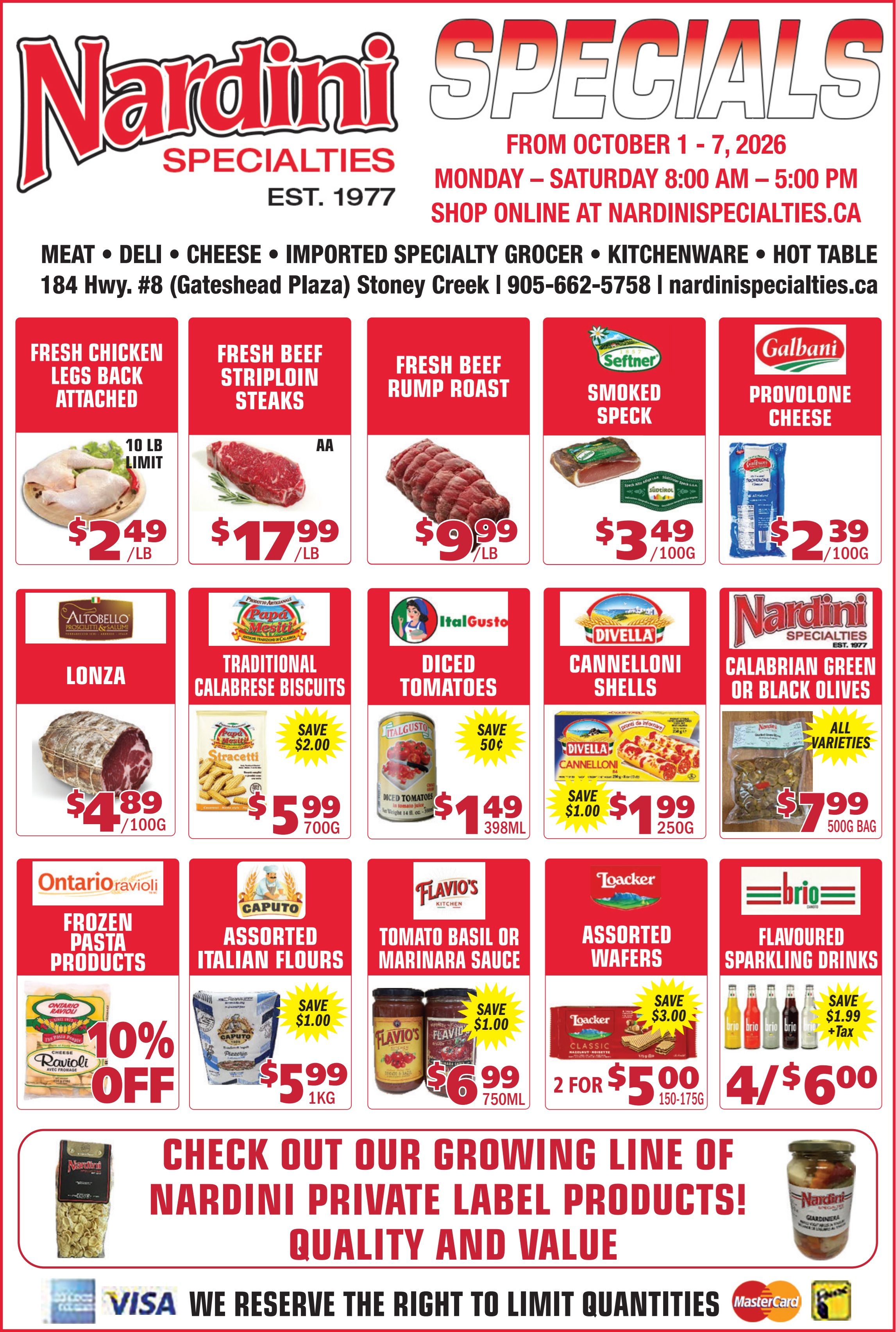 Nardini Specialties Flyer October 1 to 7