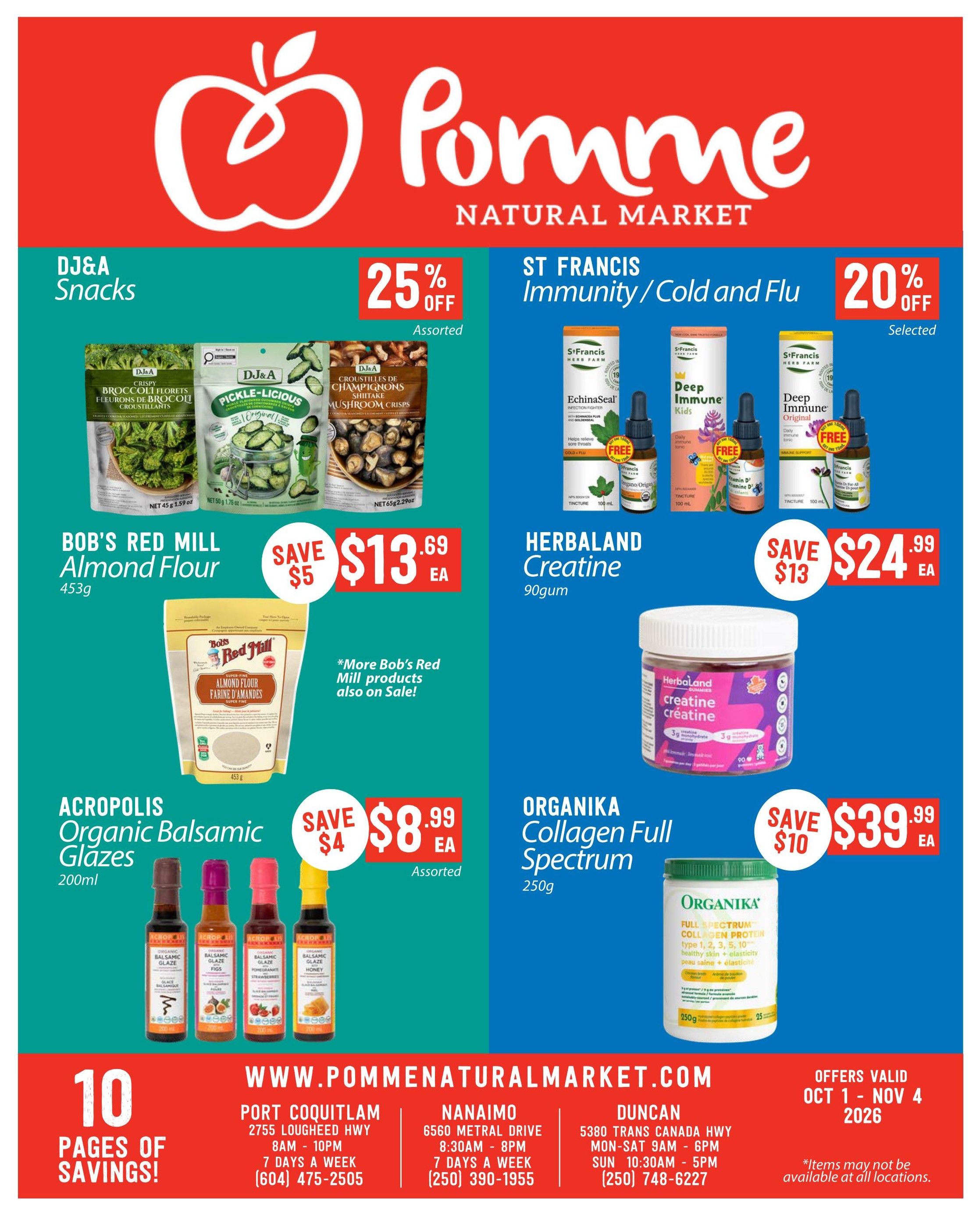 Pomme Natural Market Monthly Specials Flyer October 1 to November 4