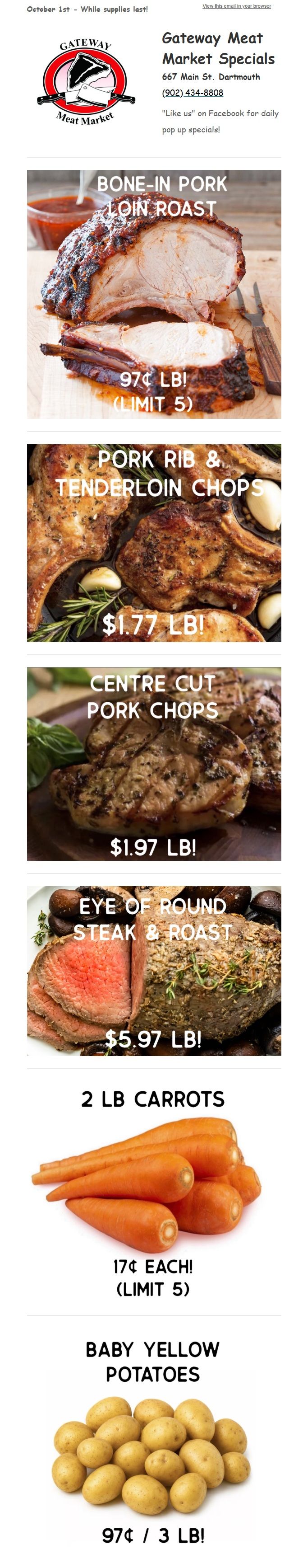 Gateway Meat Market Flyer October 1 to 7