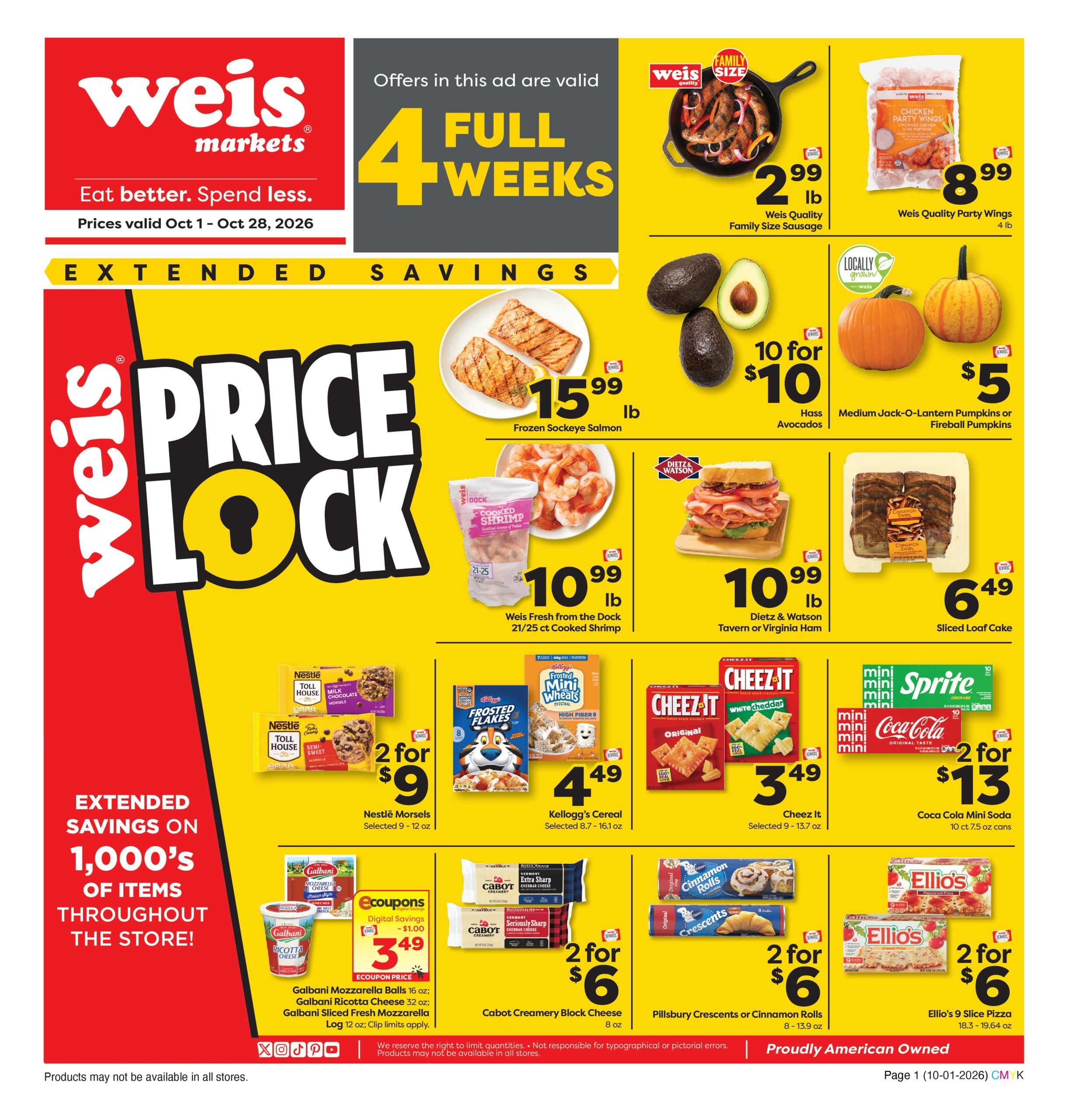 Weis Markets Ad Specials Weekly Ad October 1 - 28, 2026