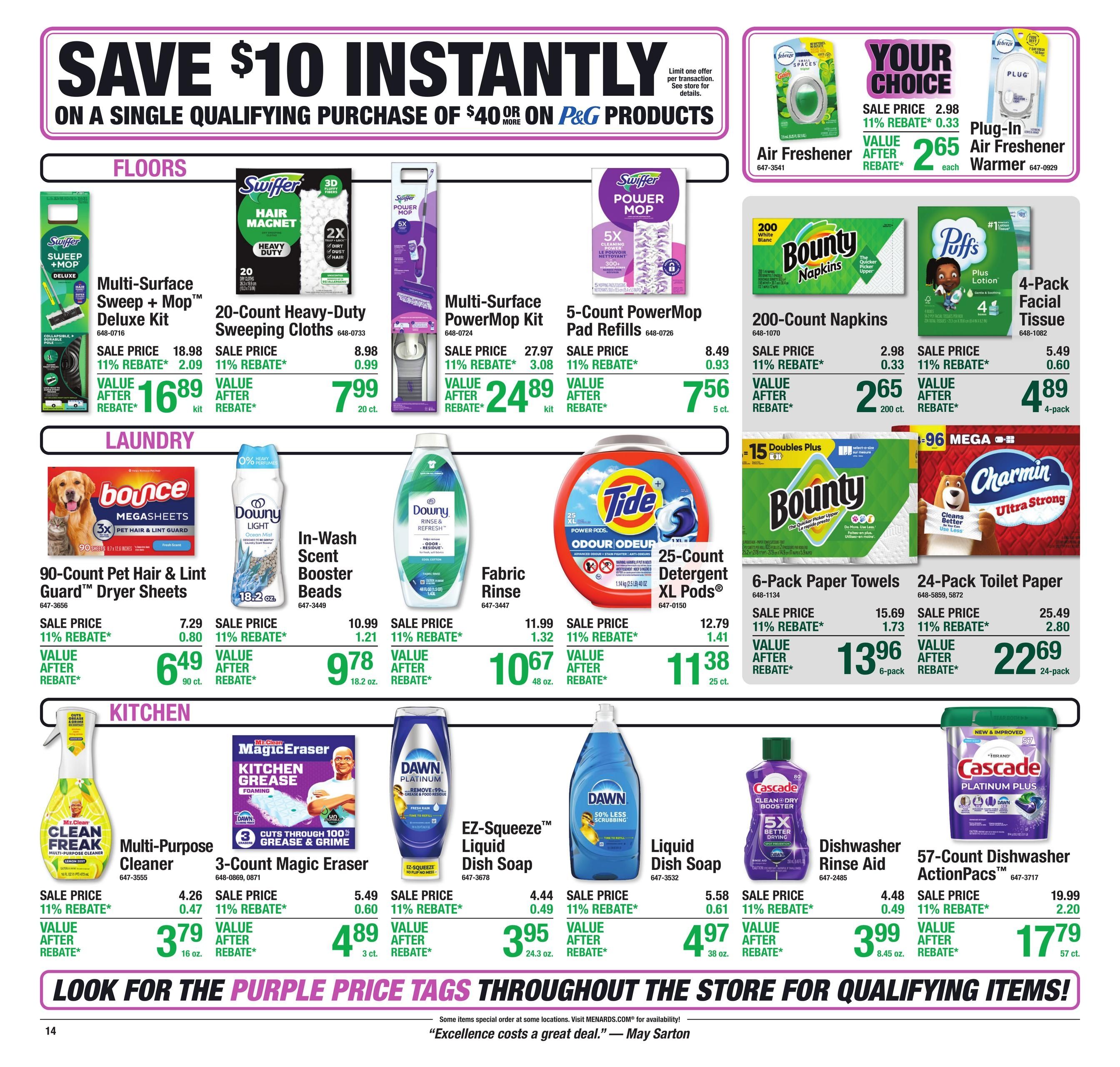 Menards (Carmel Area, IN) 11% Rebate Sale Weekly Ad October 1 - 11, 2026
