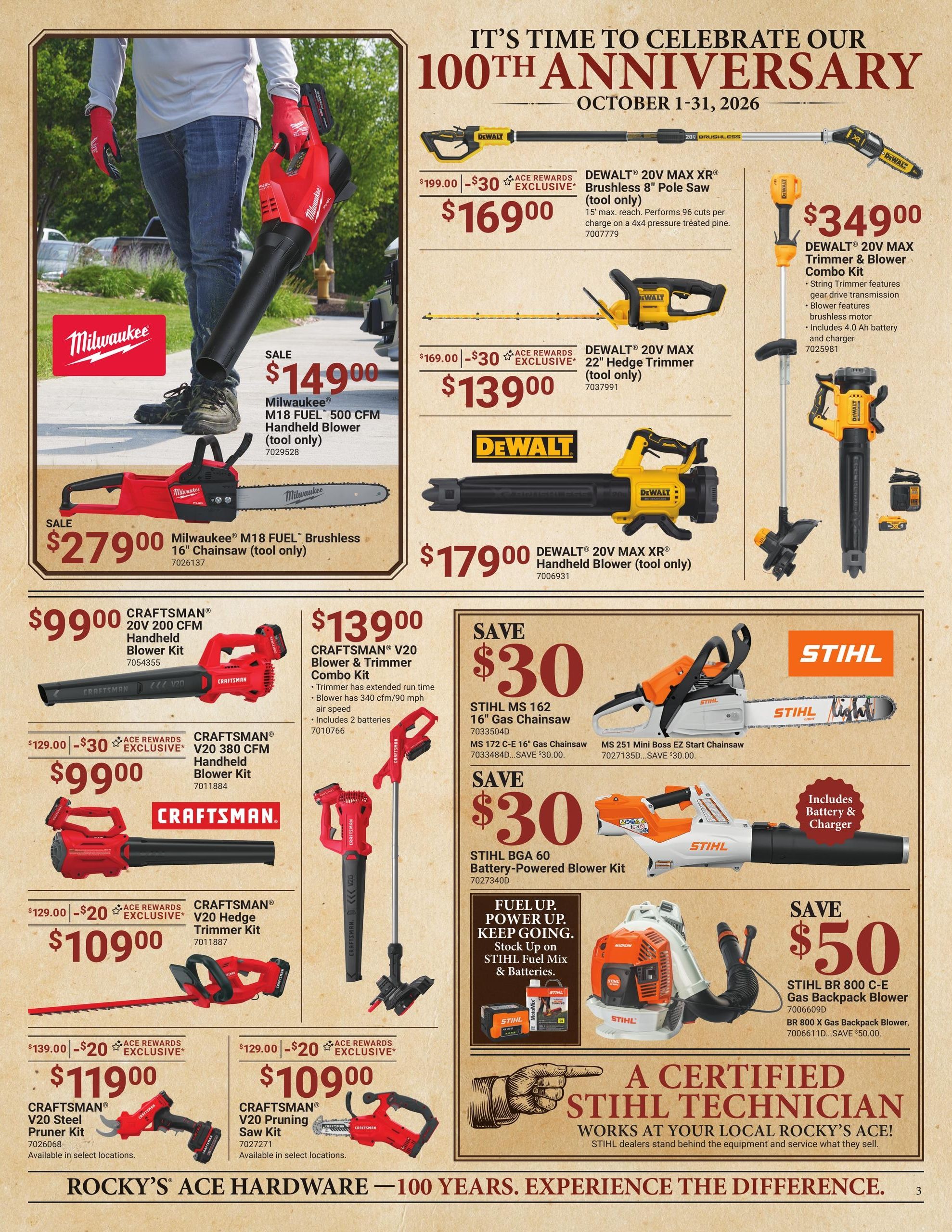 Ace Hardware (Ansonia Area, CT) Rocky's 100th Anniversary Event Weekly Ad October 1 - 31, 2026