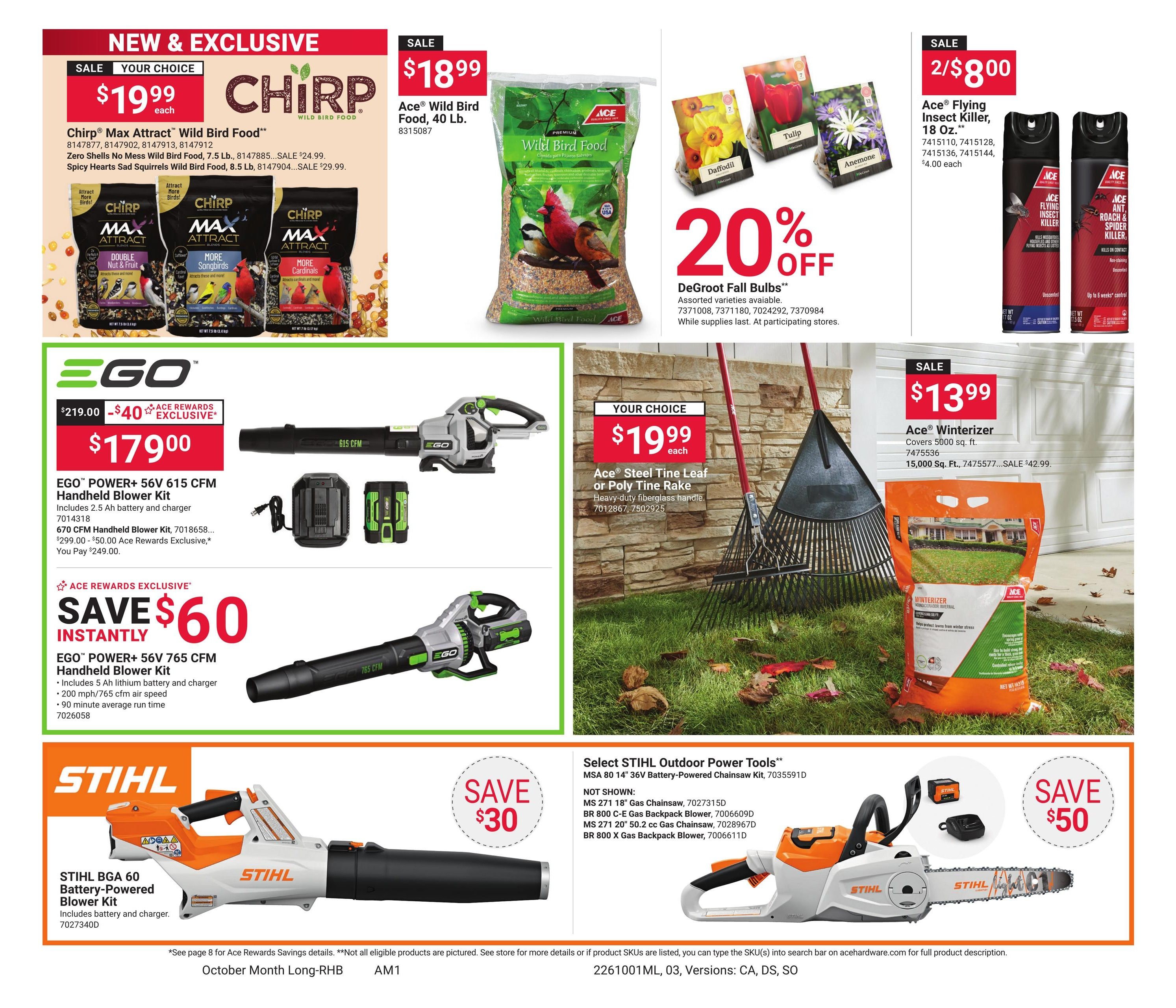 Ace Hardware (Agoura Hills Area, CA) October Month Long Red Hot Buys Weekly Ad October 1 - 31, 2026