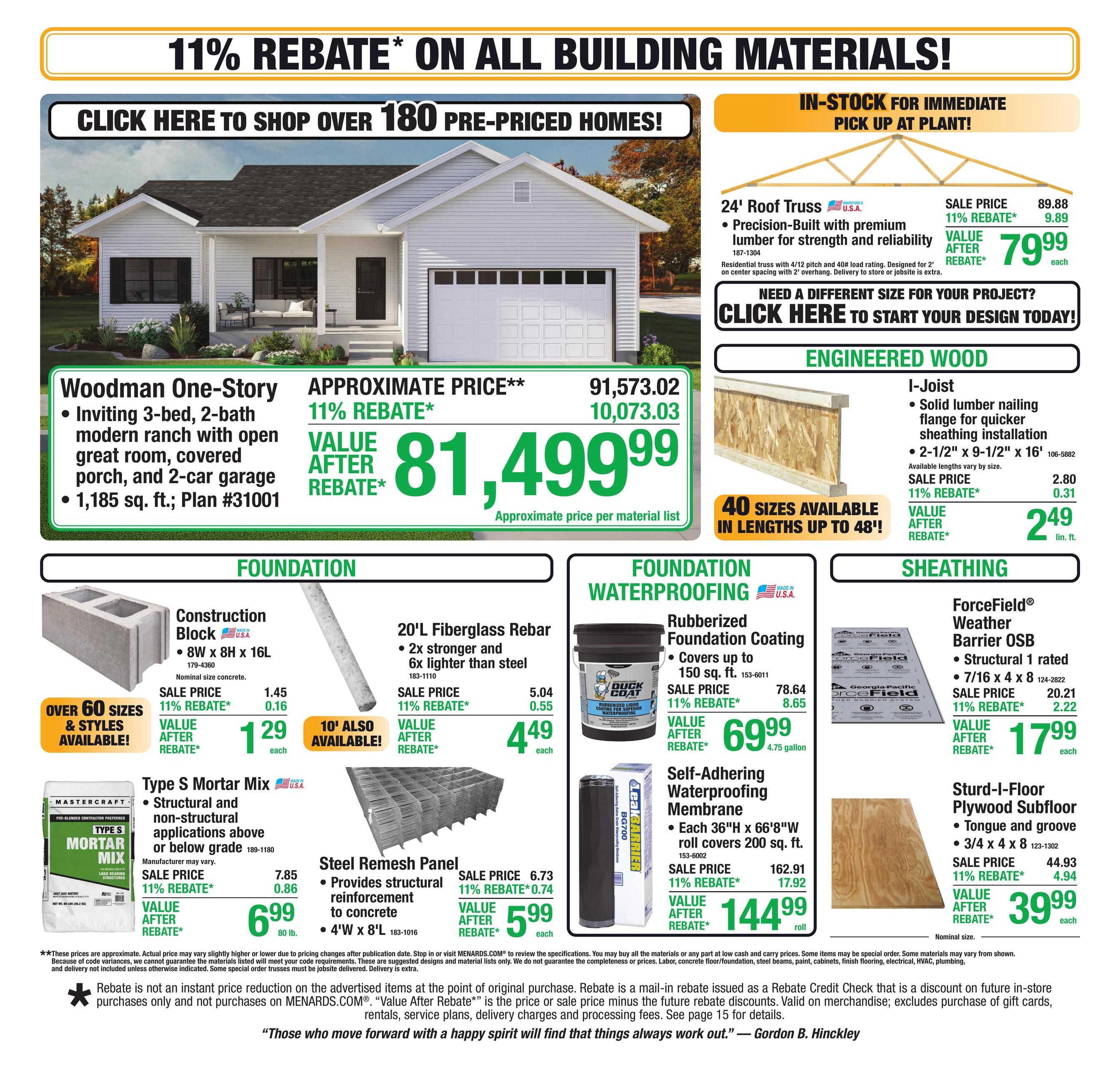 Menards (Caldwell Area, OH) 11% Rebate Sale Weekly Ad October 1 - 11, 2026