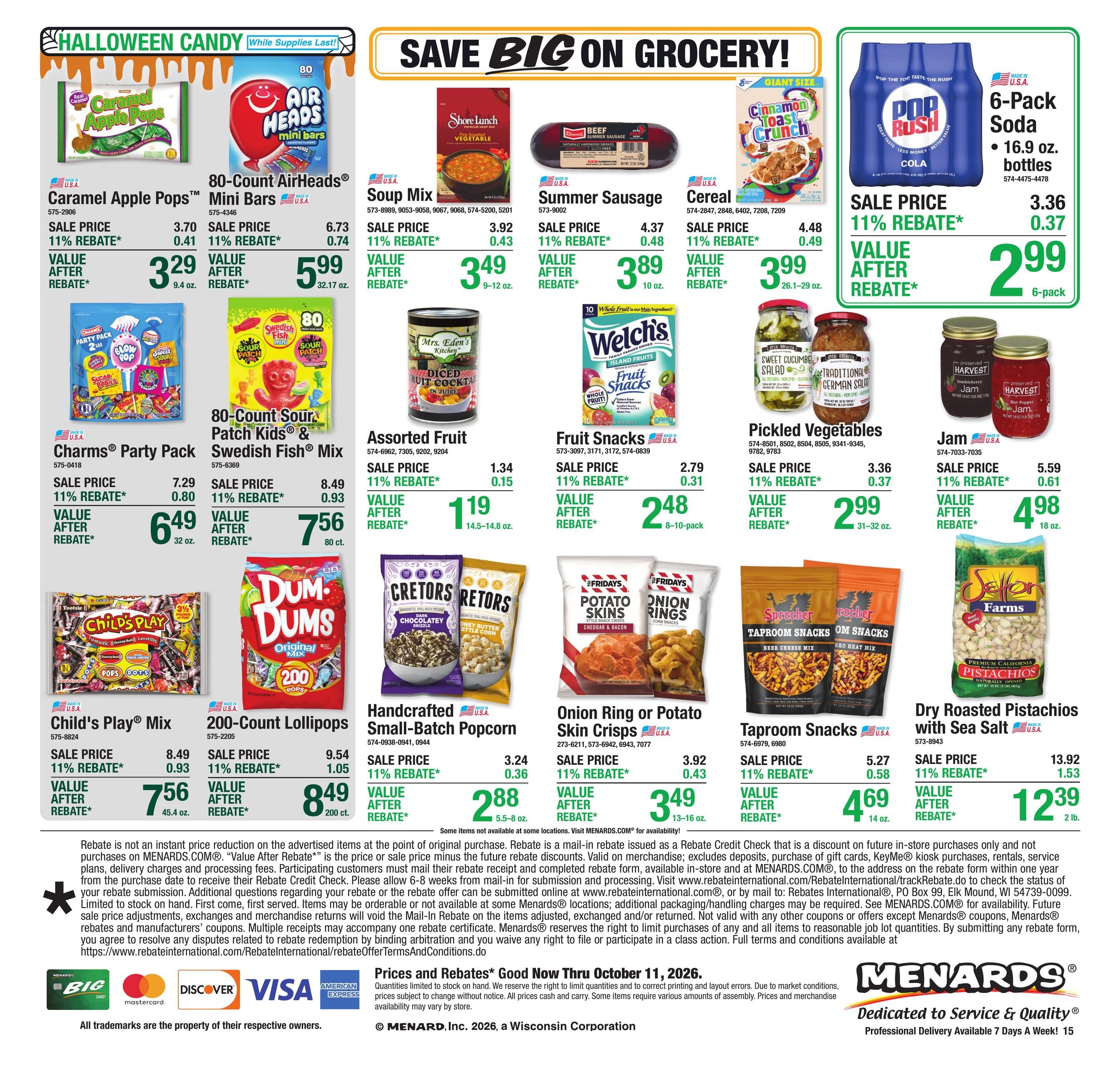 Menards (Caldwell Area, OH) 11% Rebate Sale Weekly Ad October 1 - 11, 2026