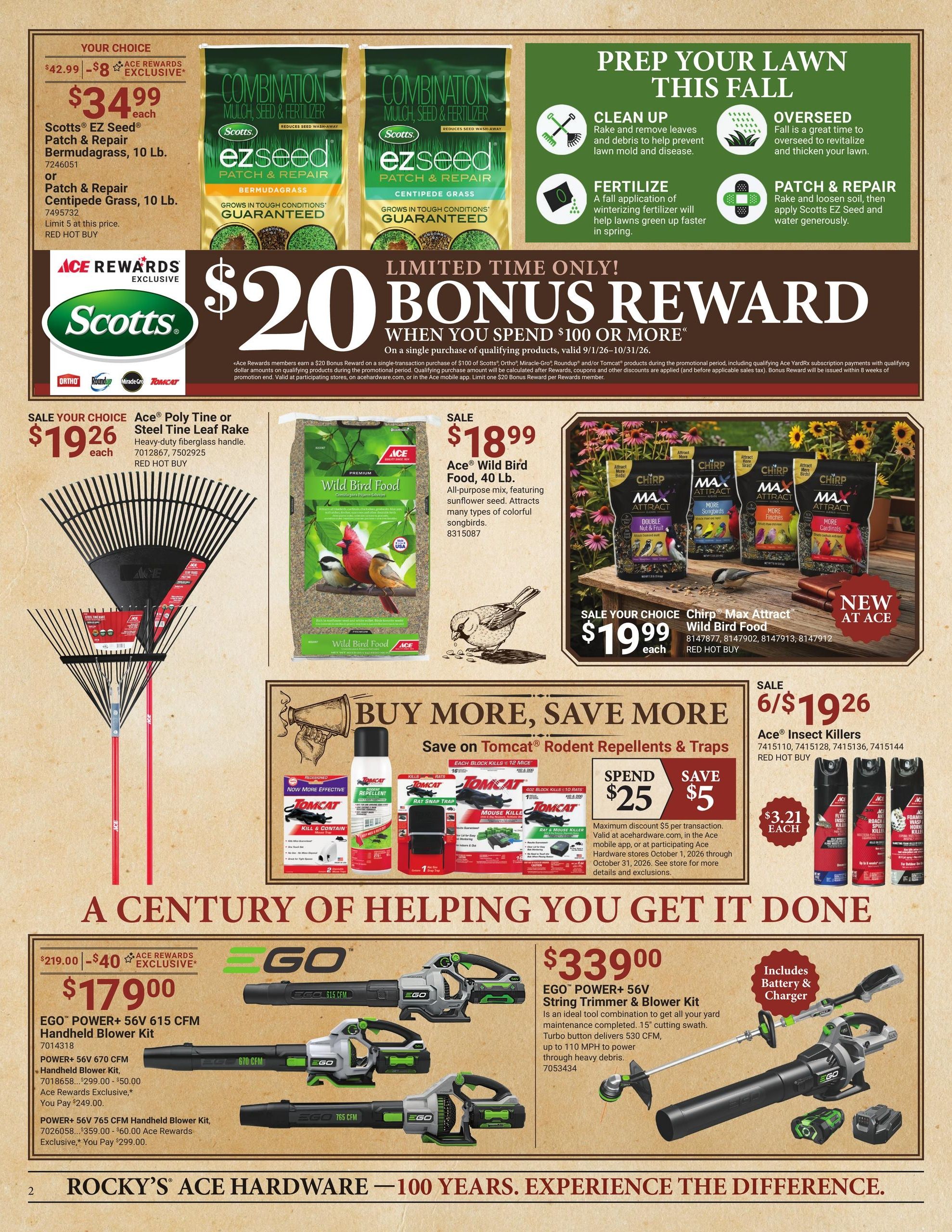Ace Hardware (Boca Raton Area, FL) Rocky's 100th Anniversary Event Weekly Ad October 1 - 31, 2026