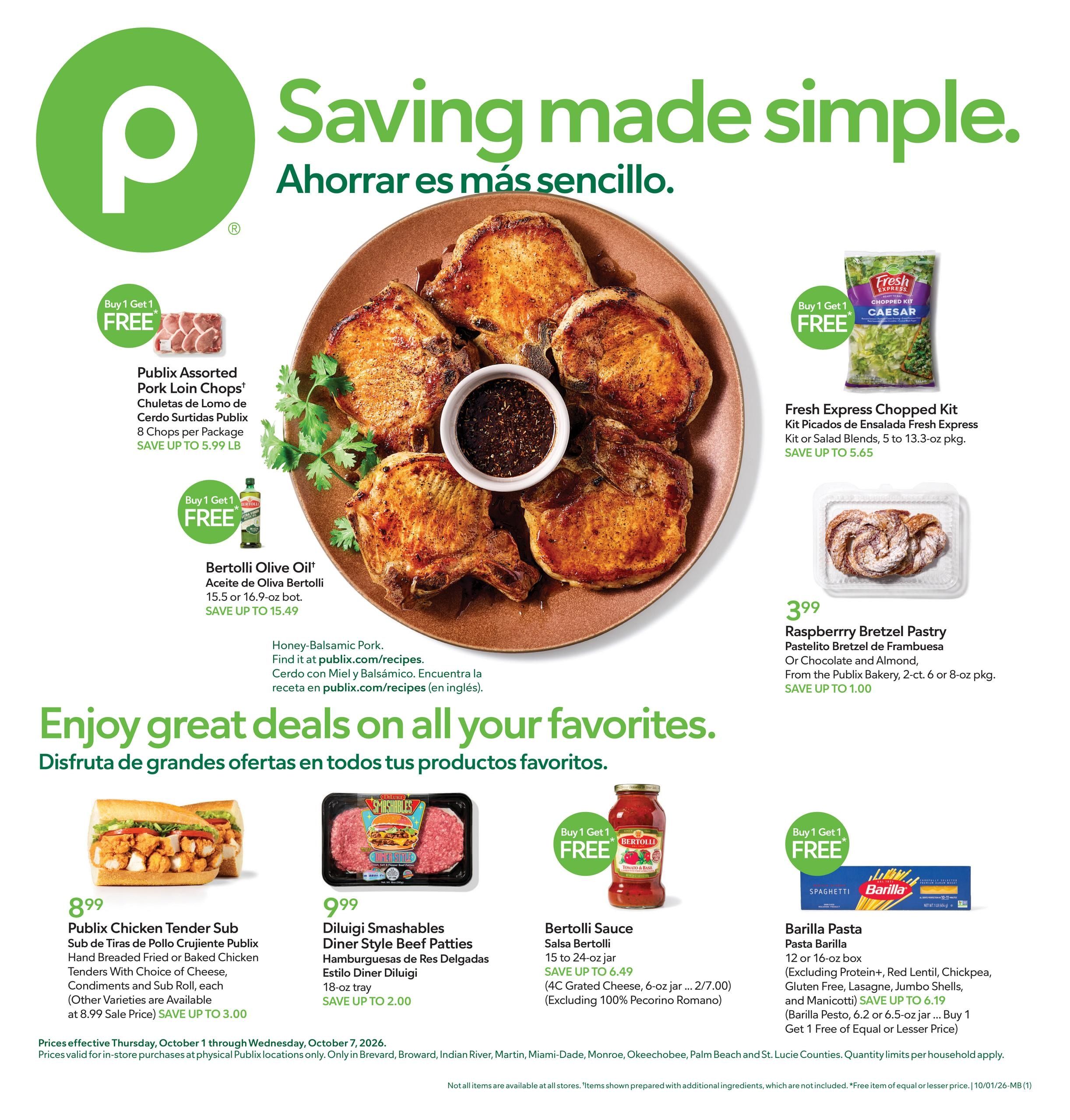 Publix (Boca Raton Area, FL) Anuncio Semanal Español Weekly Ad October 1 - 7, 2026