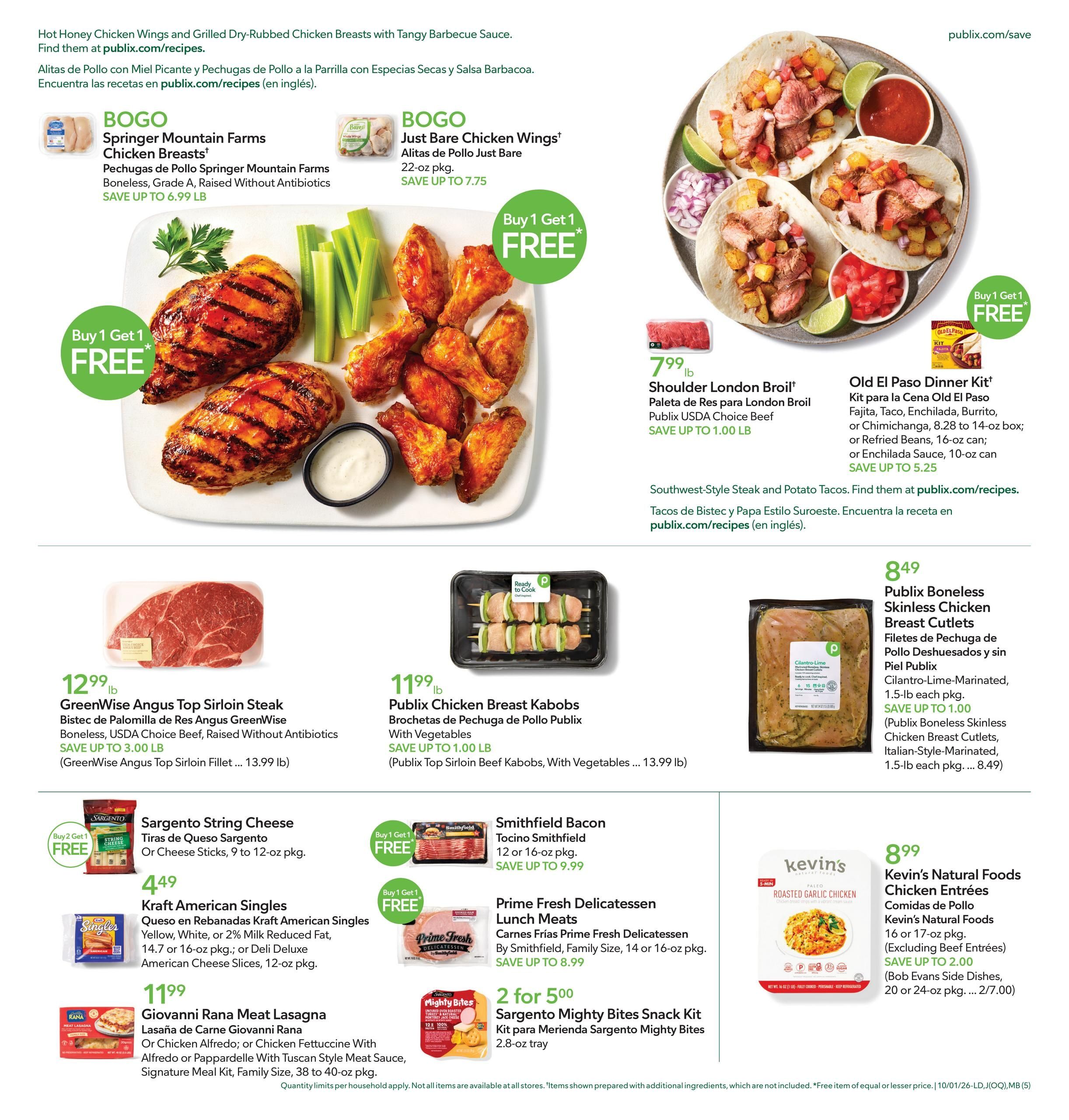 Publix (Jacksonville-Saint Augustine Area, FL) Anuncio Semanal Español Weekly Ad October 1 - 7, 2026
