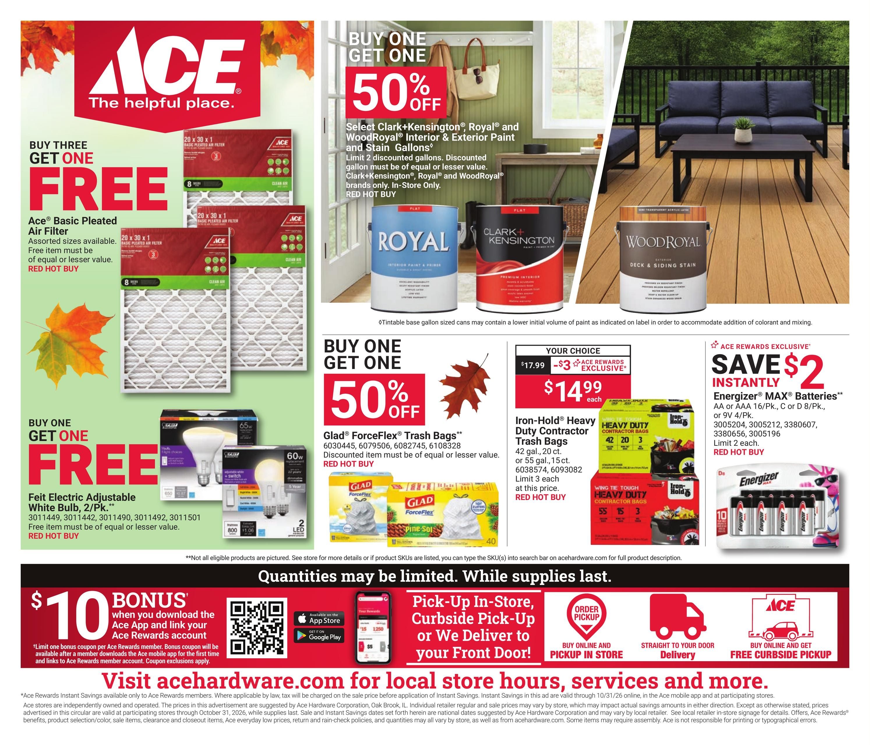 Ace Hardware (Welsh Area, LA) Fall Into Savings Weekly Ad October 1 - 31, 2026