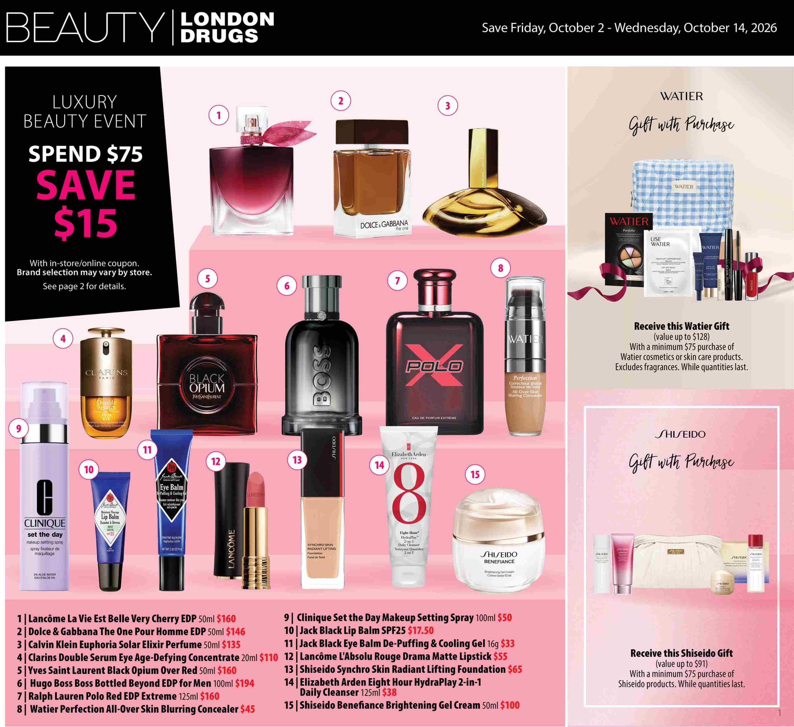 London Drugs Luxury Beauty Event Flyer October 2 to 14