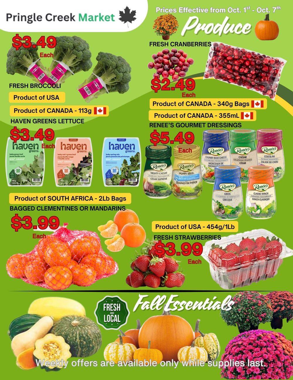Pringle Creek Market Flyer October 1 to 7