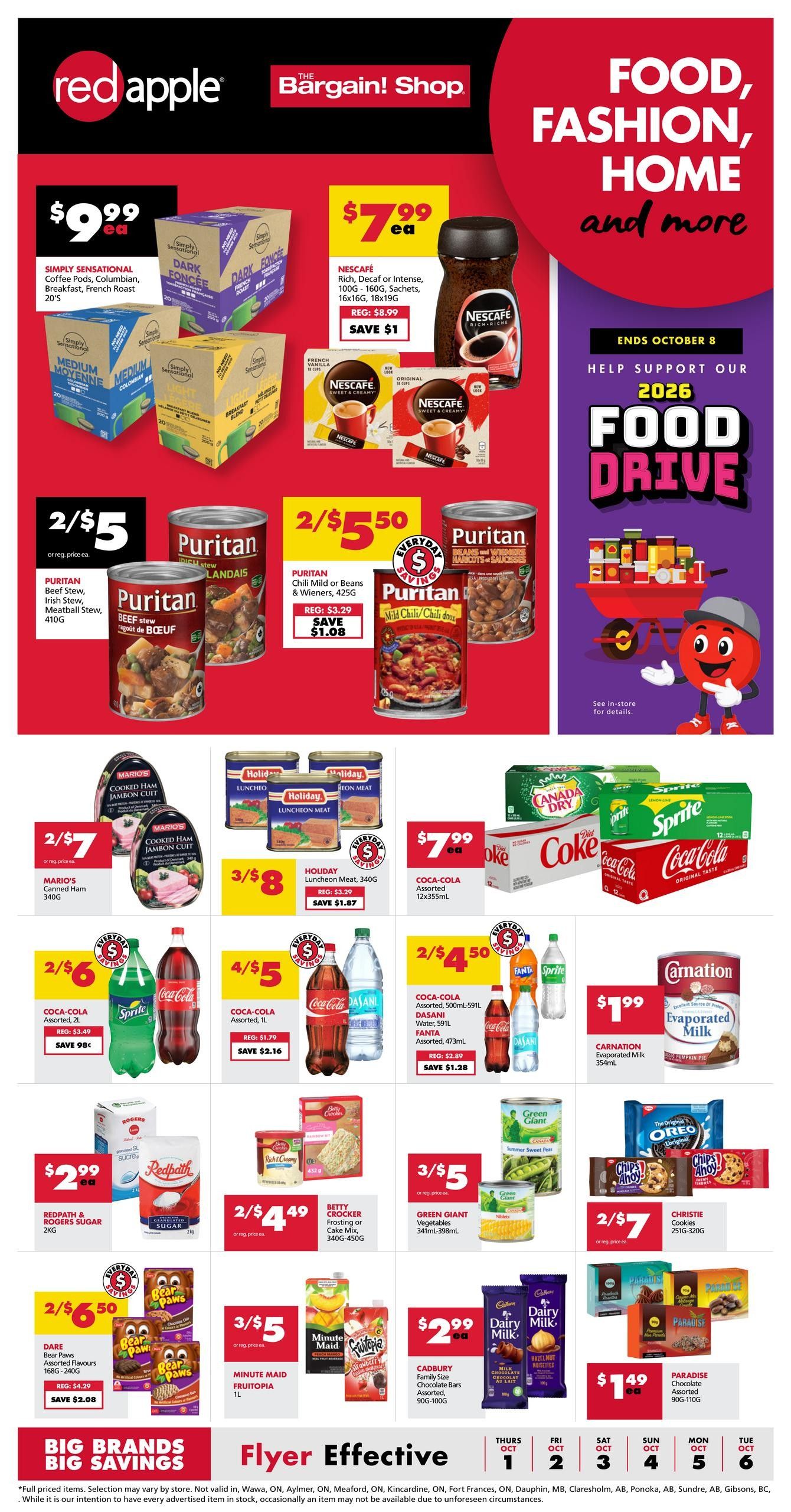The Bargain Shop & Red Apple Stores Flyer October 1 to 6