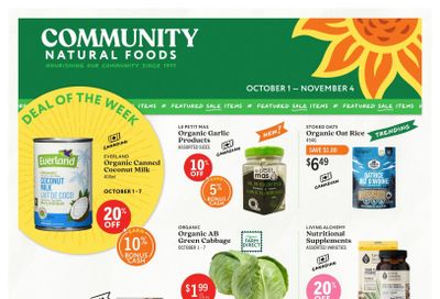Community Natural Foods Flyer October 1 to November 4