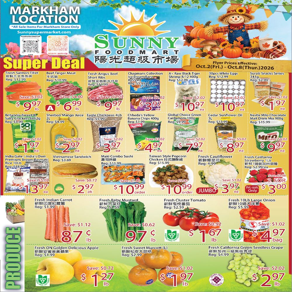 Sunny Foodmart (Markham) Flyer October 2 to 8