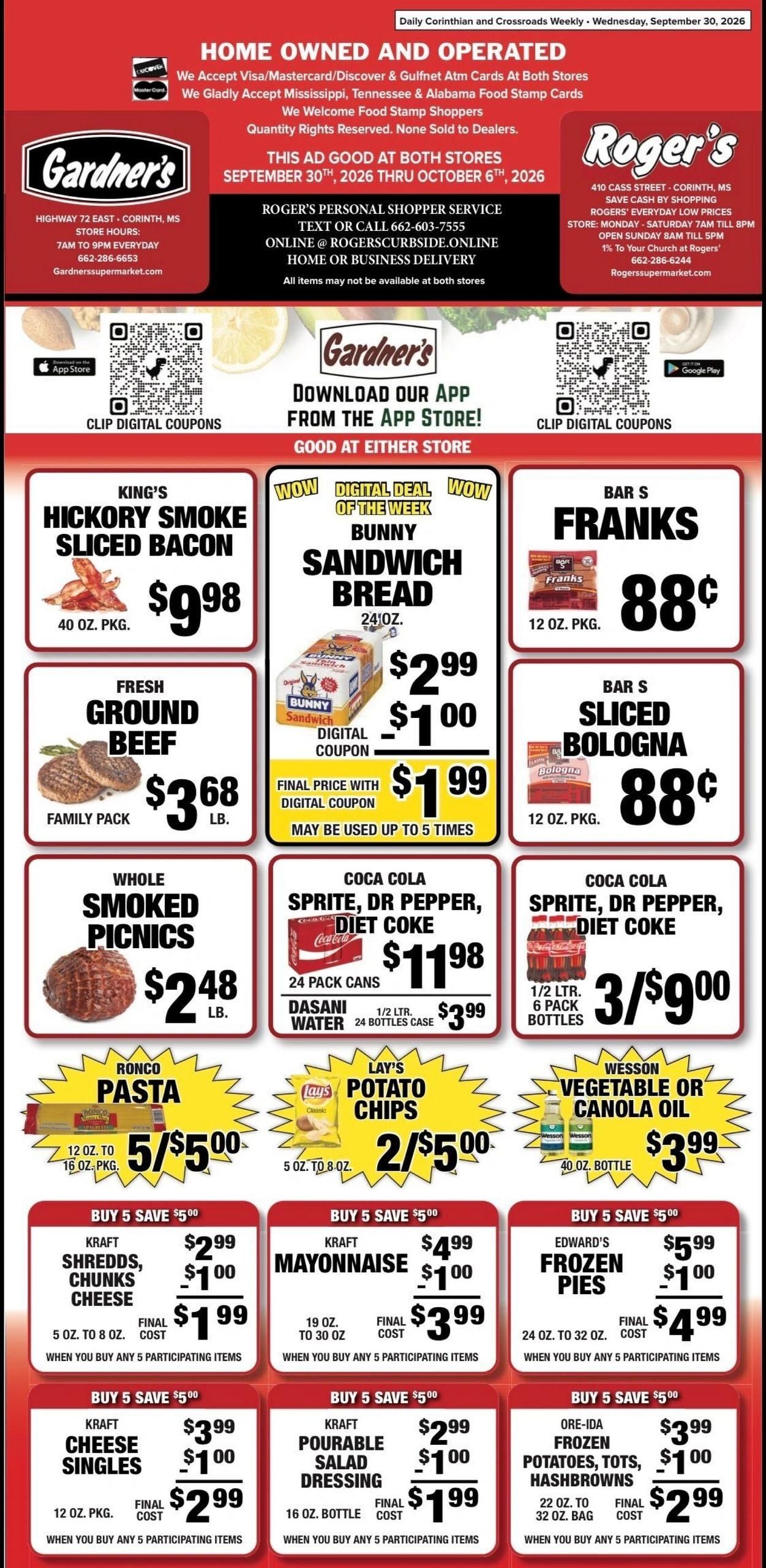 Gardner's Supermarket Weekly Ad September 30 - October 6, 2026