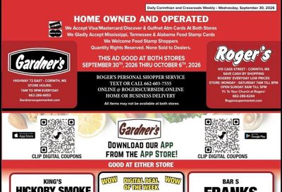 Gardner's Supermarket Weekly Ad September 30 - October 6, 2026