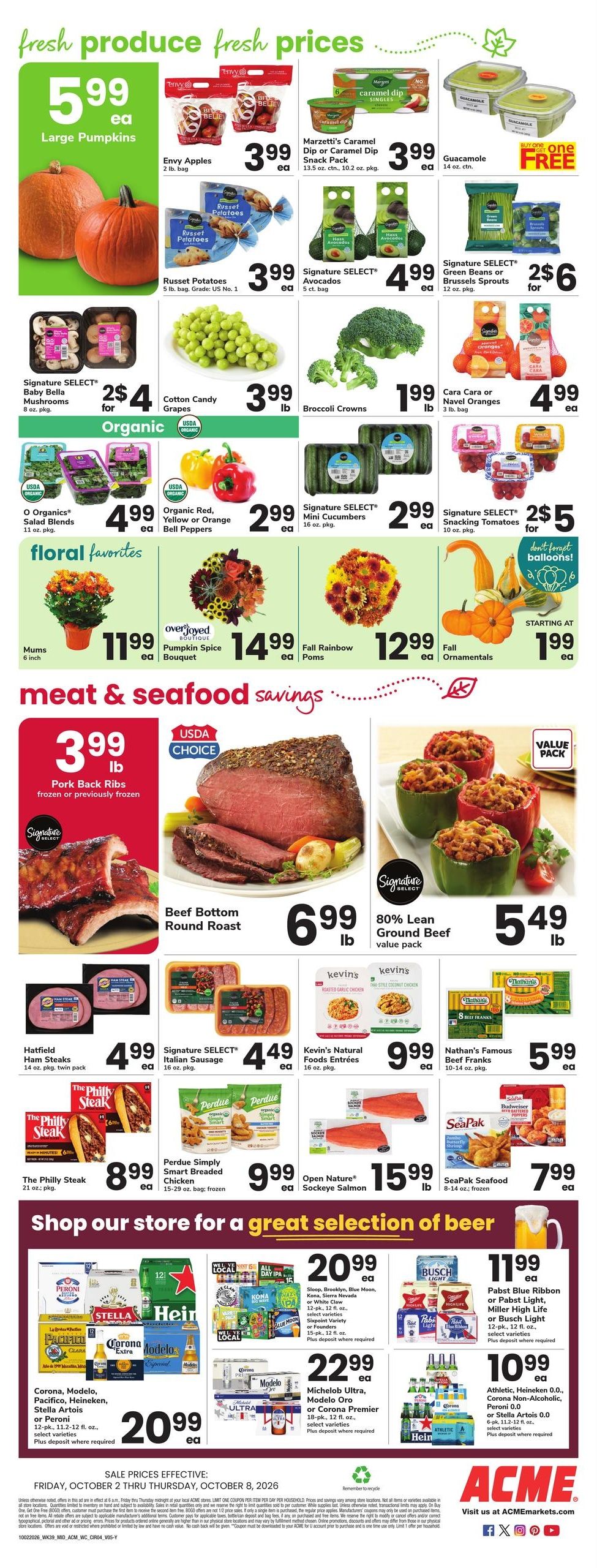Acme Markets (Millbrook Area, NY) Weekly Ad October 2 - 8, 2026